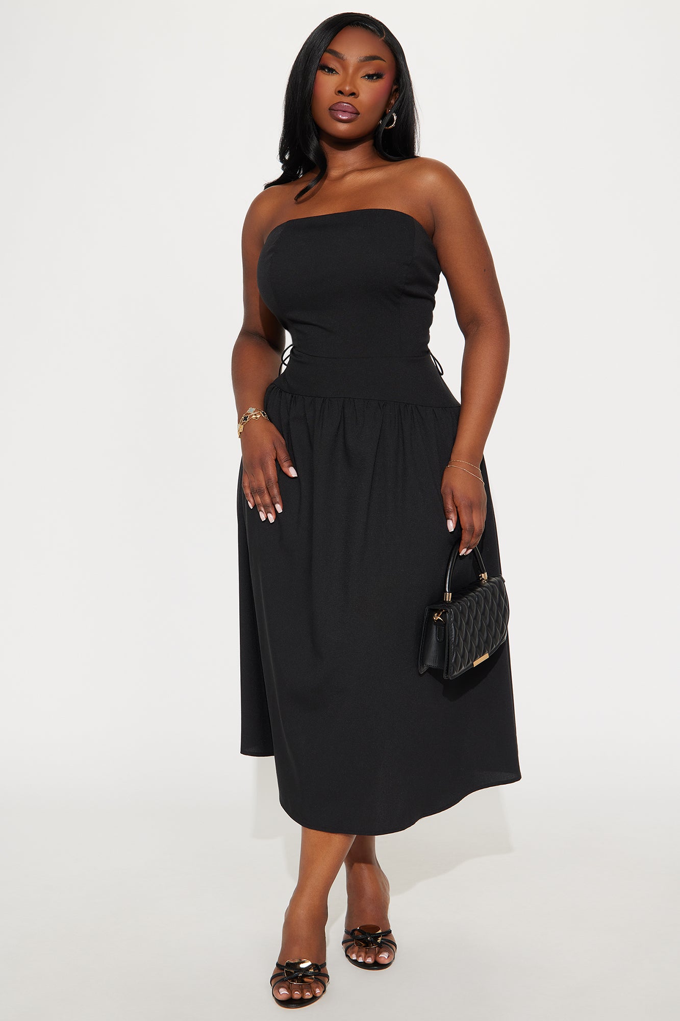 Darcy Stretch Linen Midi Dress - Black - Image 4