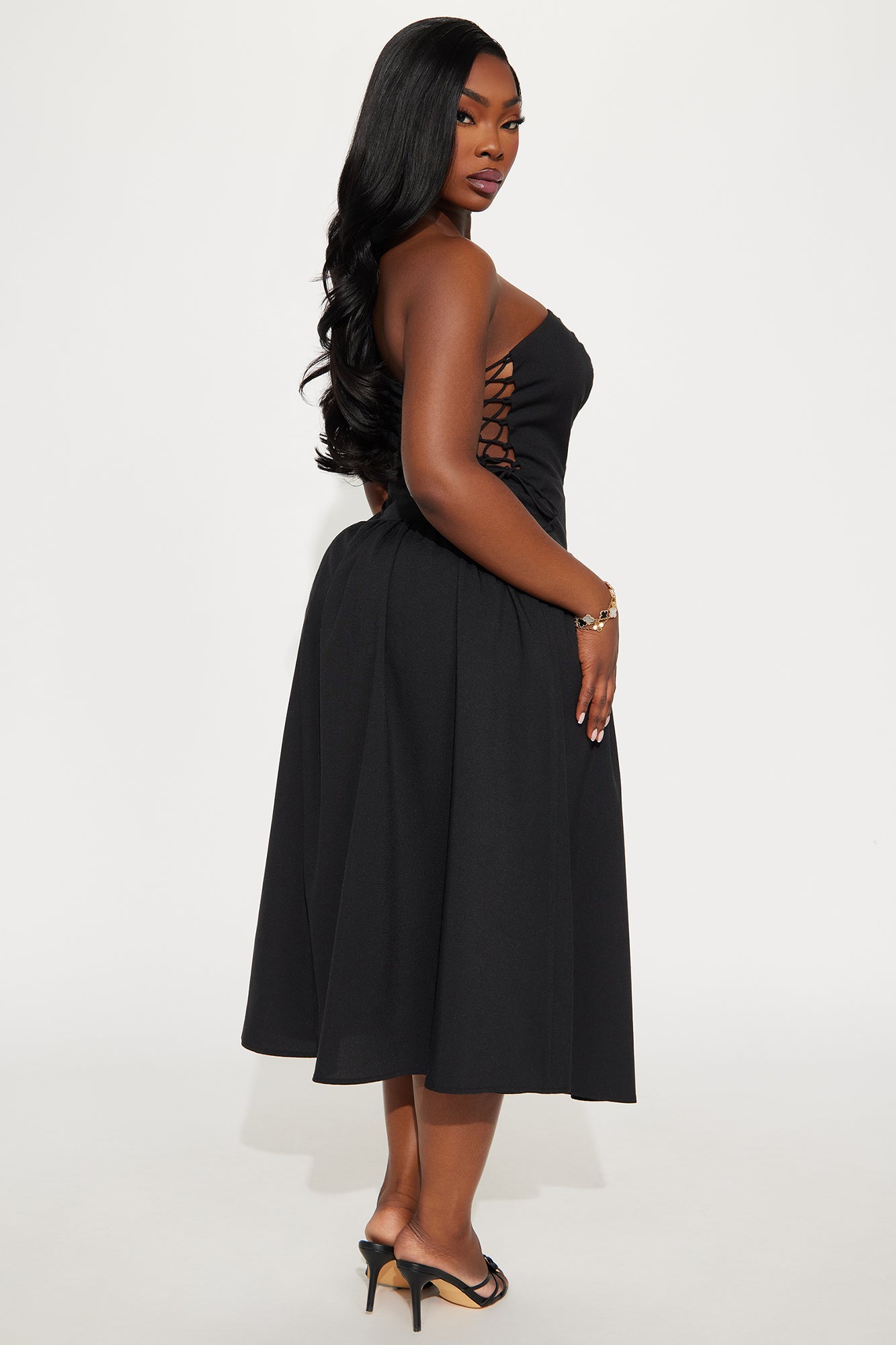 Darcy Stretch Linen Midi Dress - Black - Image 7
