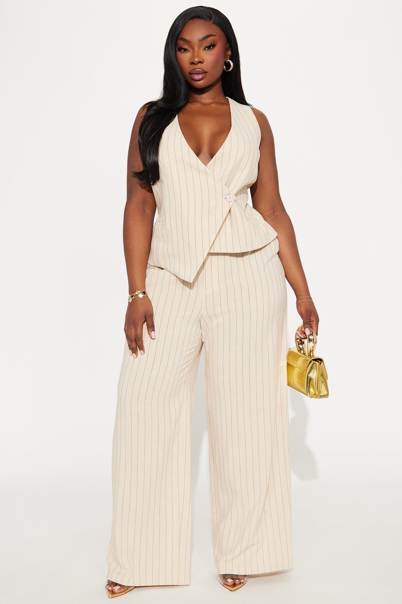 Kai Linen Vest Pant Set - Taupe/combo - Image 4