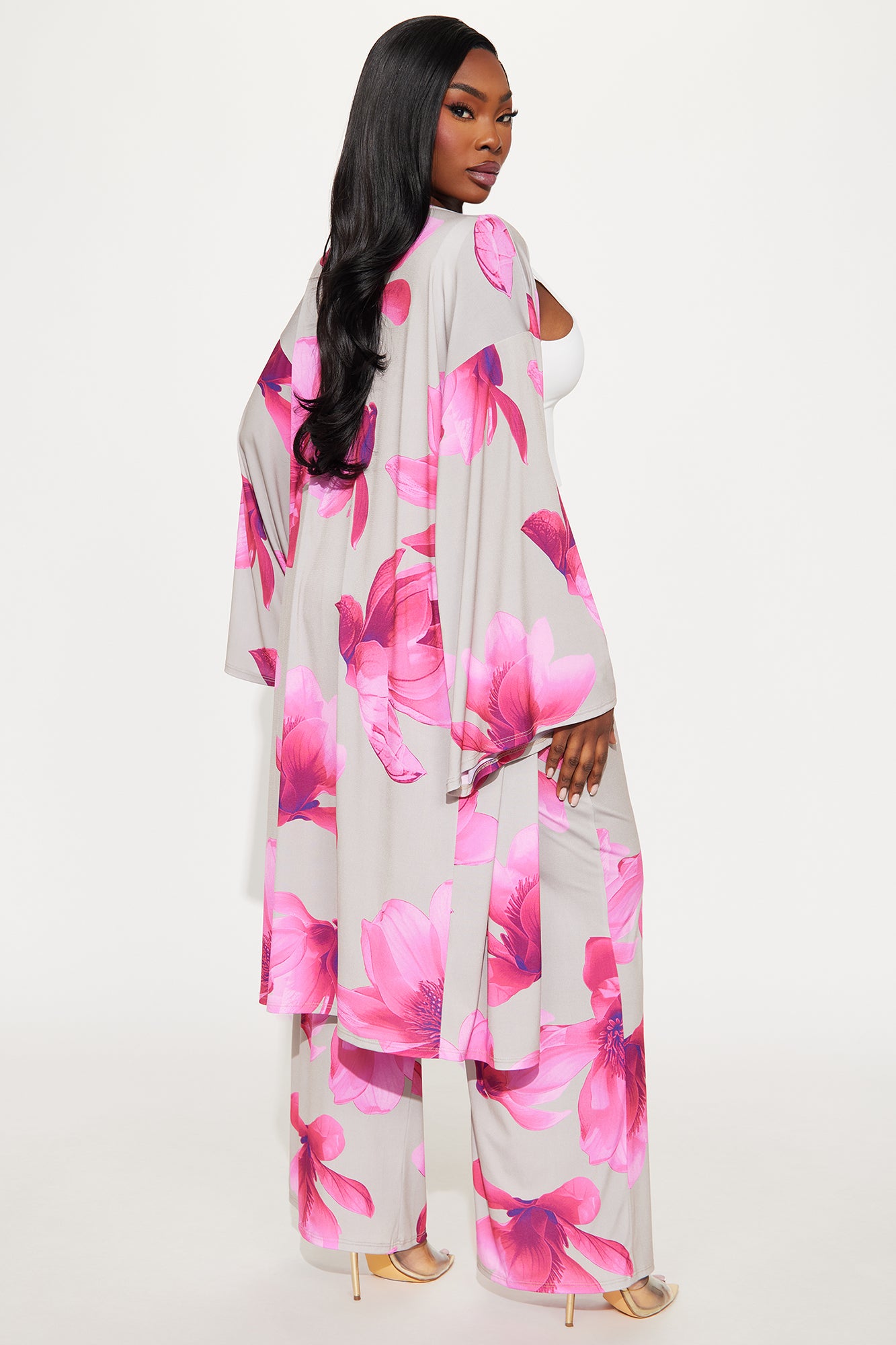 Como La Flor Kimono Pant Set - Sand/combo - Image 6