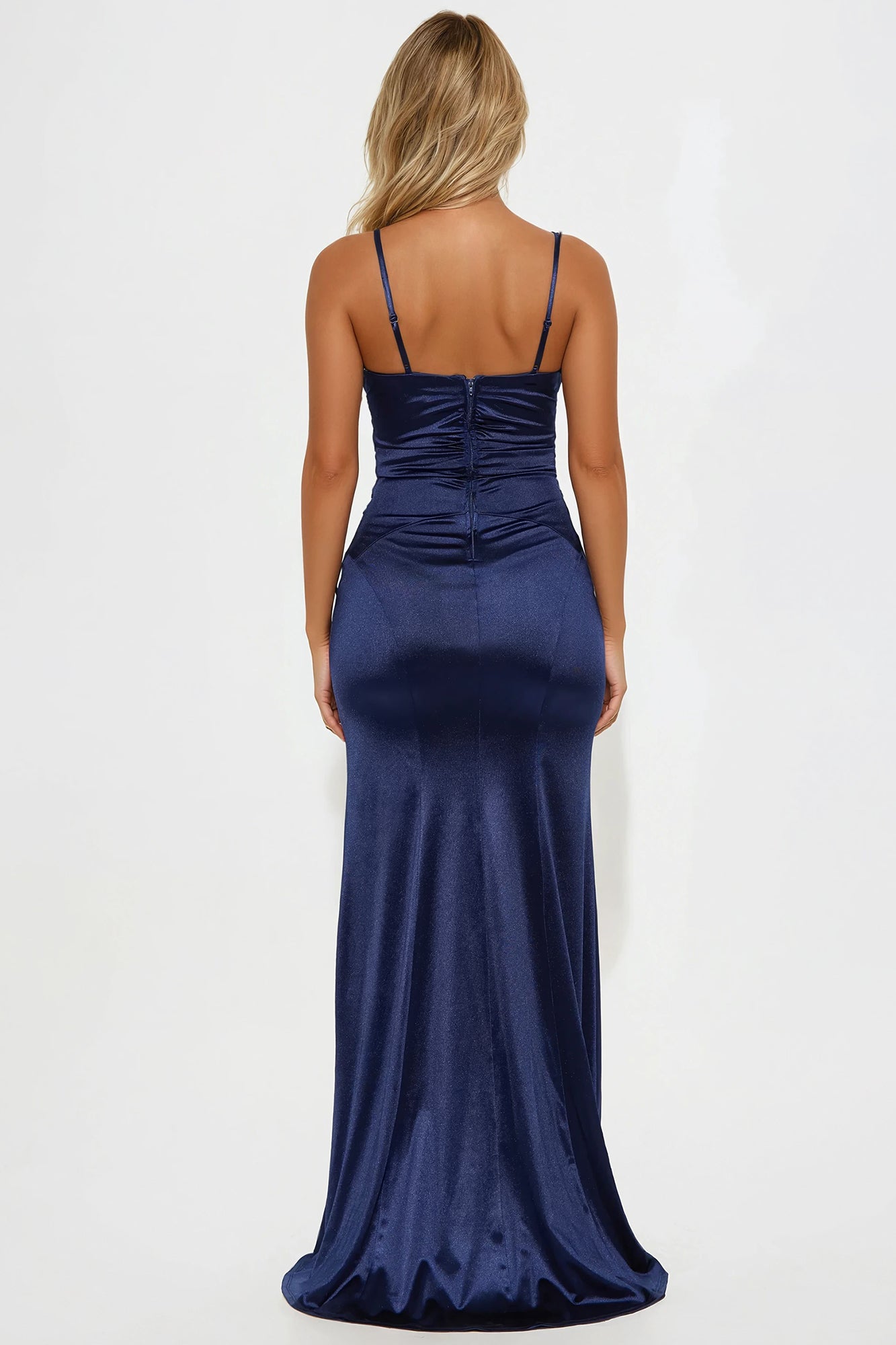Michelle Satin Gown - Navy - Image 3