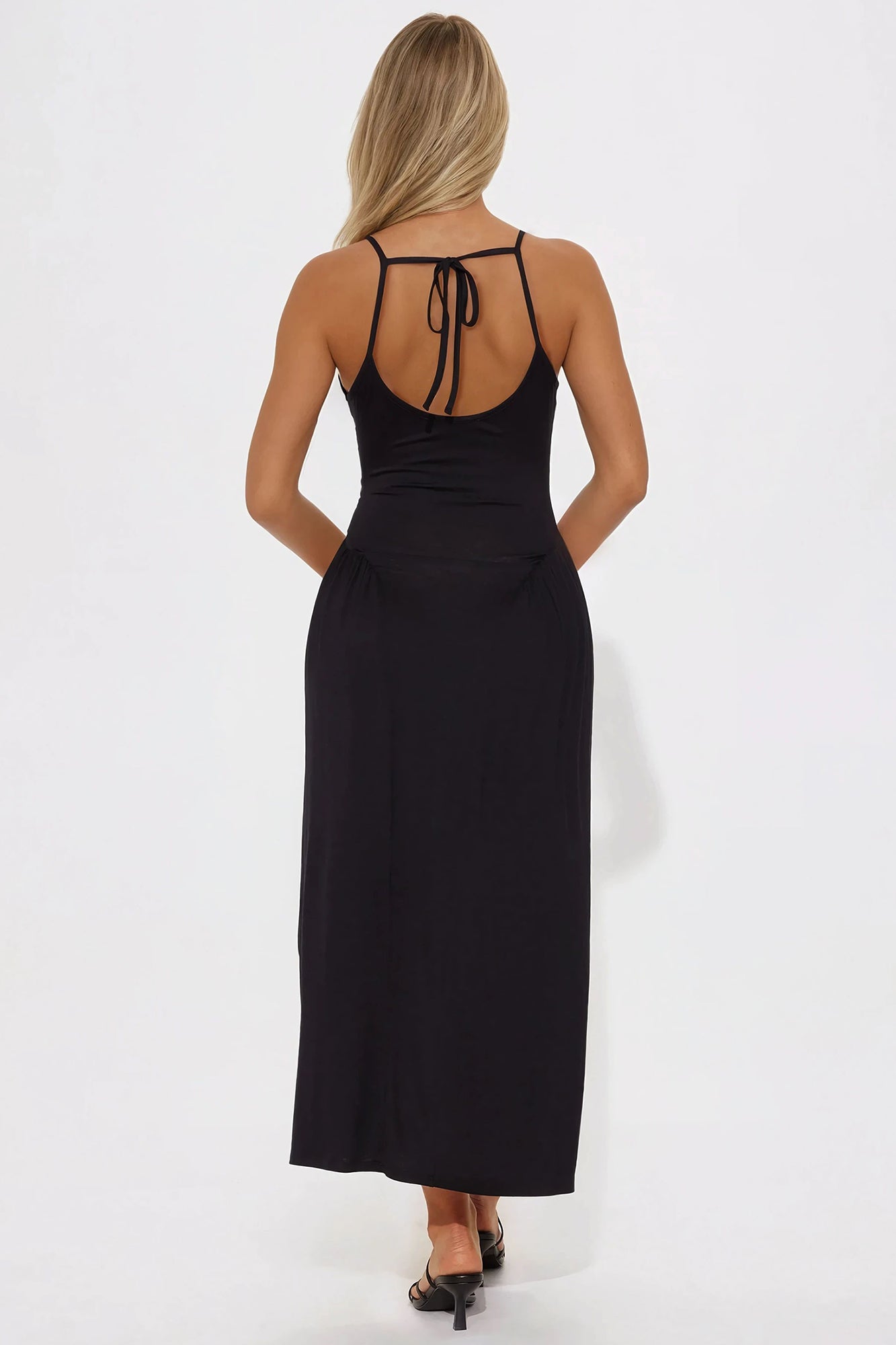 Plain Jane Tie Back Midi Dress - Black - Image 3