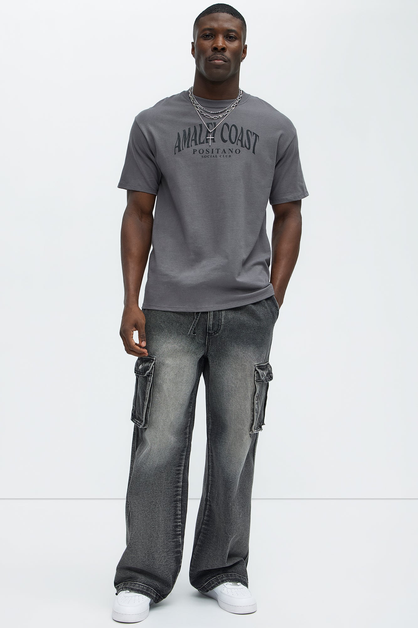 Stretch Waist Relaxed Baggy Jeans - Black Wash - Image 3