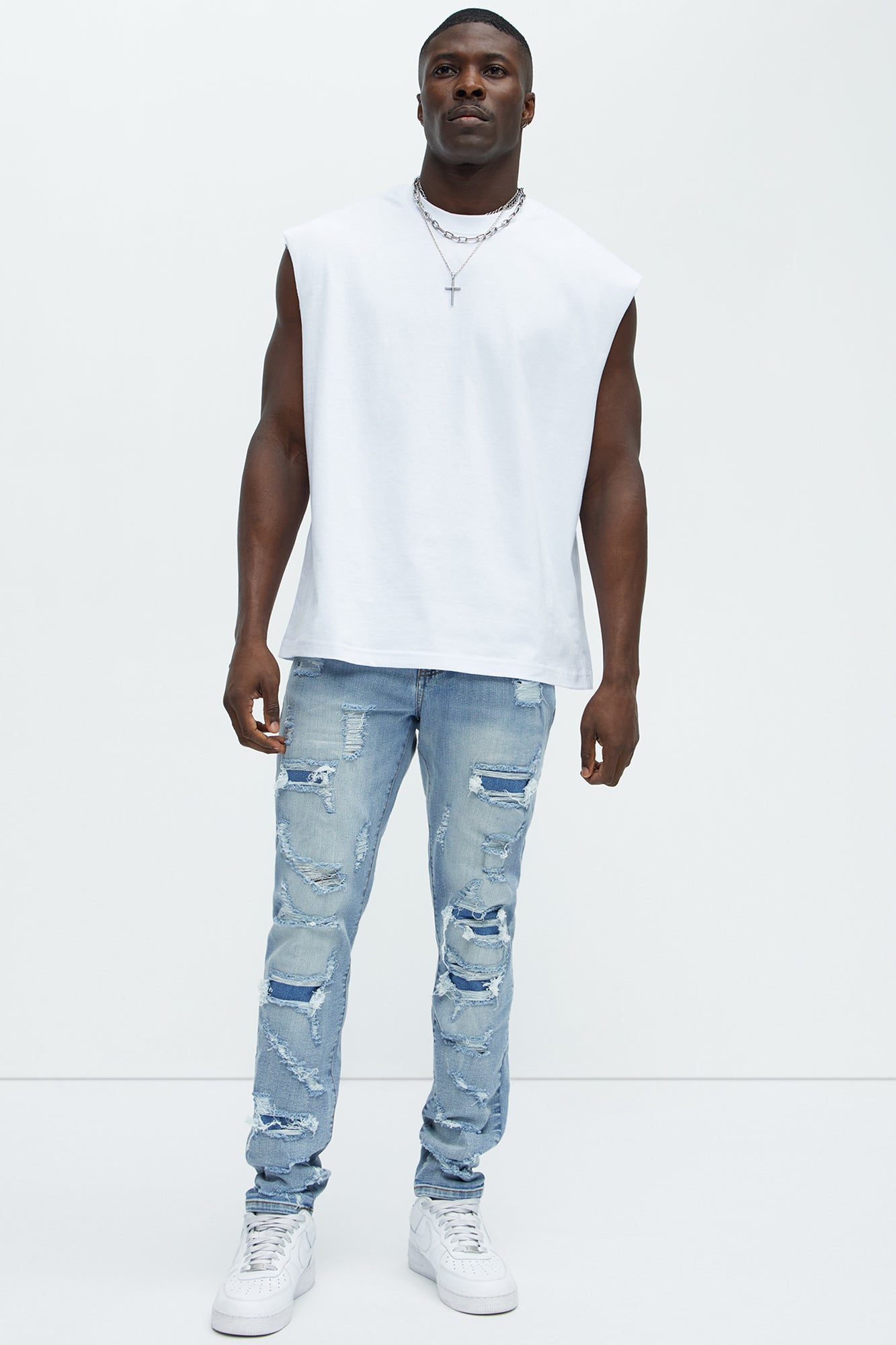 Through It Ripped Skinny Jeans - Vintage Blue Wash - Image 3