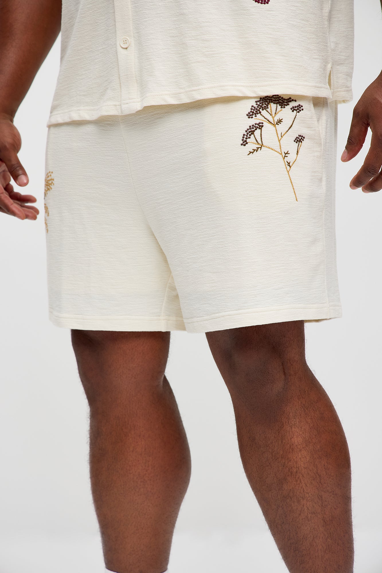 Berries And Blooms Embroidered Shorts - Cream - Image 8