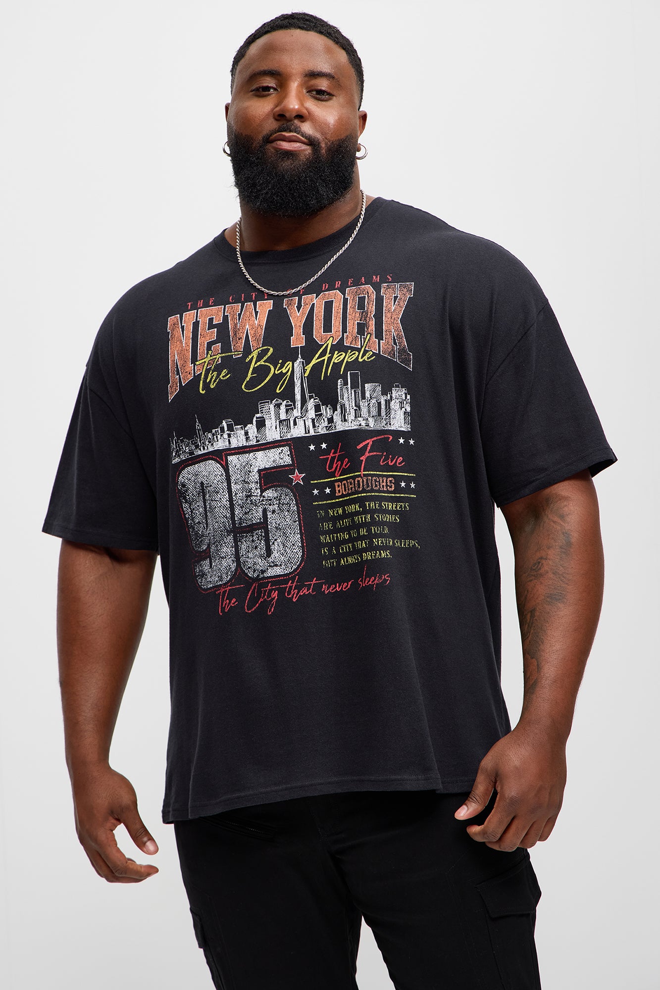The Big Apple NYC Oversized Short Sleeve Tee - Black - Image 4