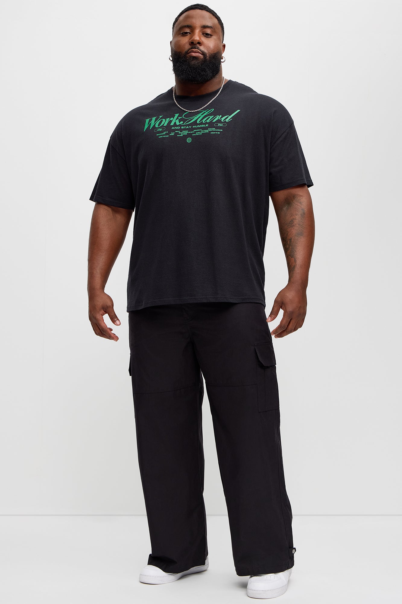 Work Hard Oversized Short Sleeve Tee - Black - Image 5