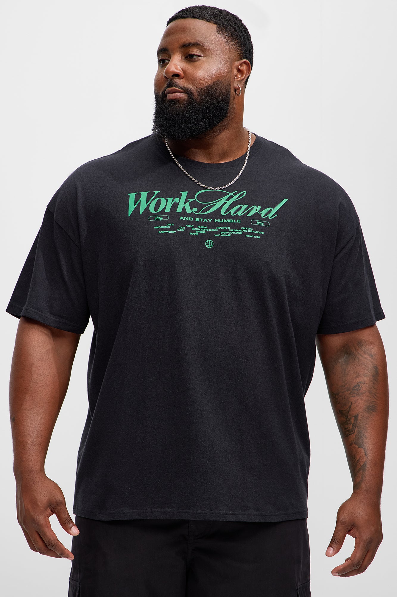 Work Hard Oversized Short Sleeve Tee - Black - Image 4