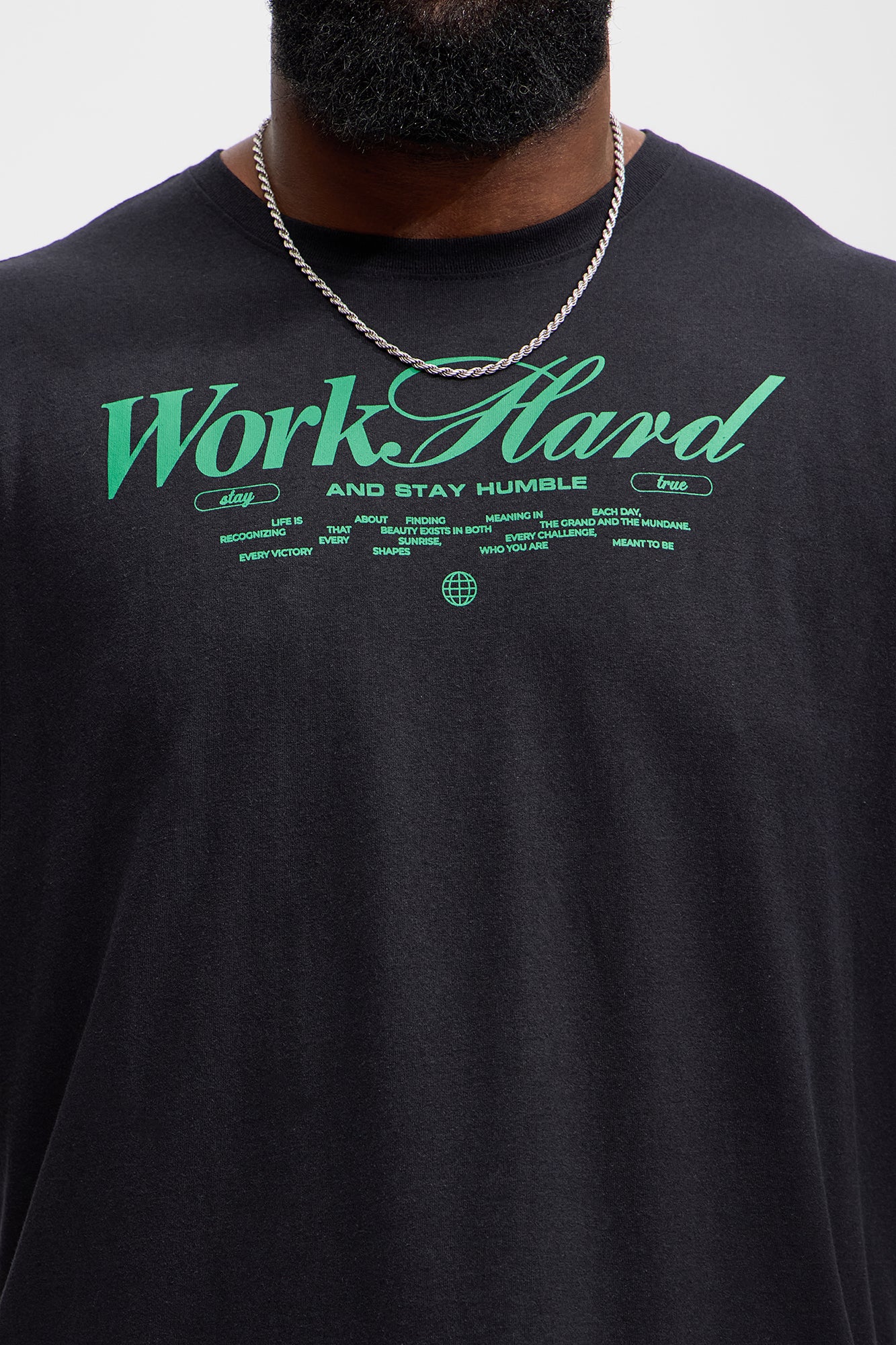 Work Hard Oversized Short Sleeve Tee - Black - Image 6