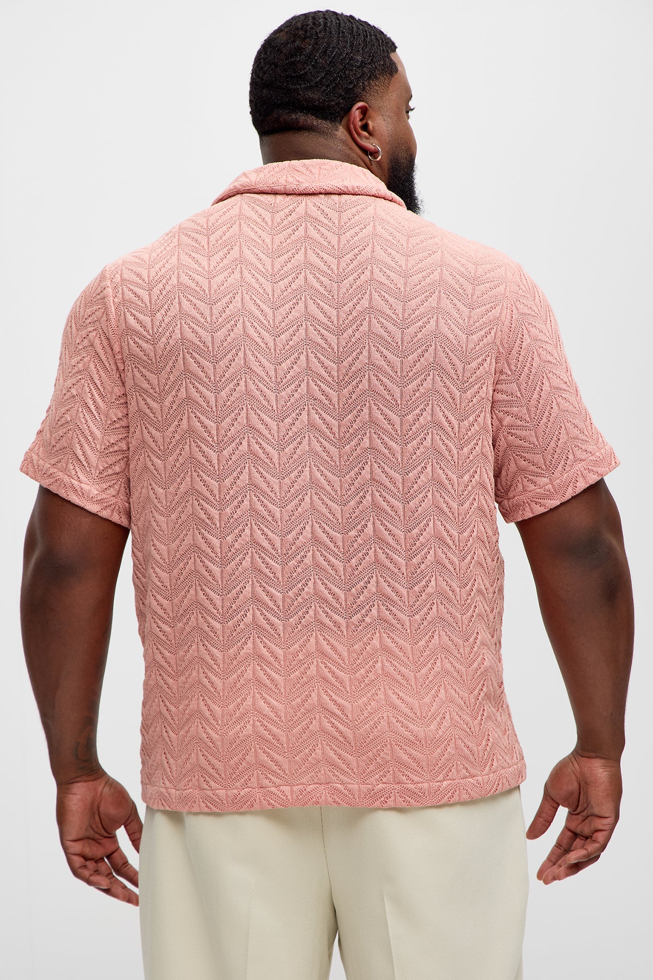 Bellvista Crochet Knitted Cuban Shirt - Pink - Image 8