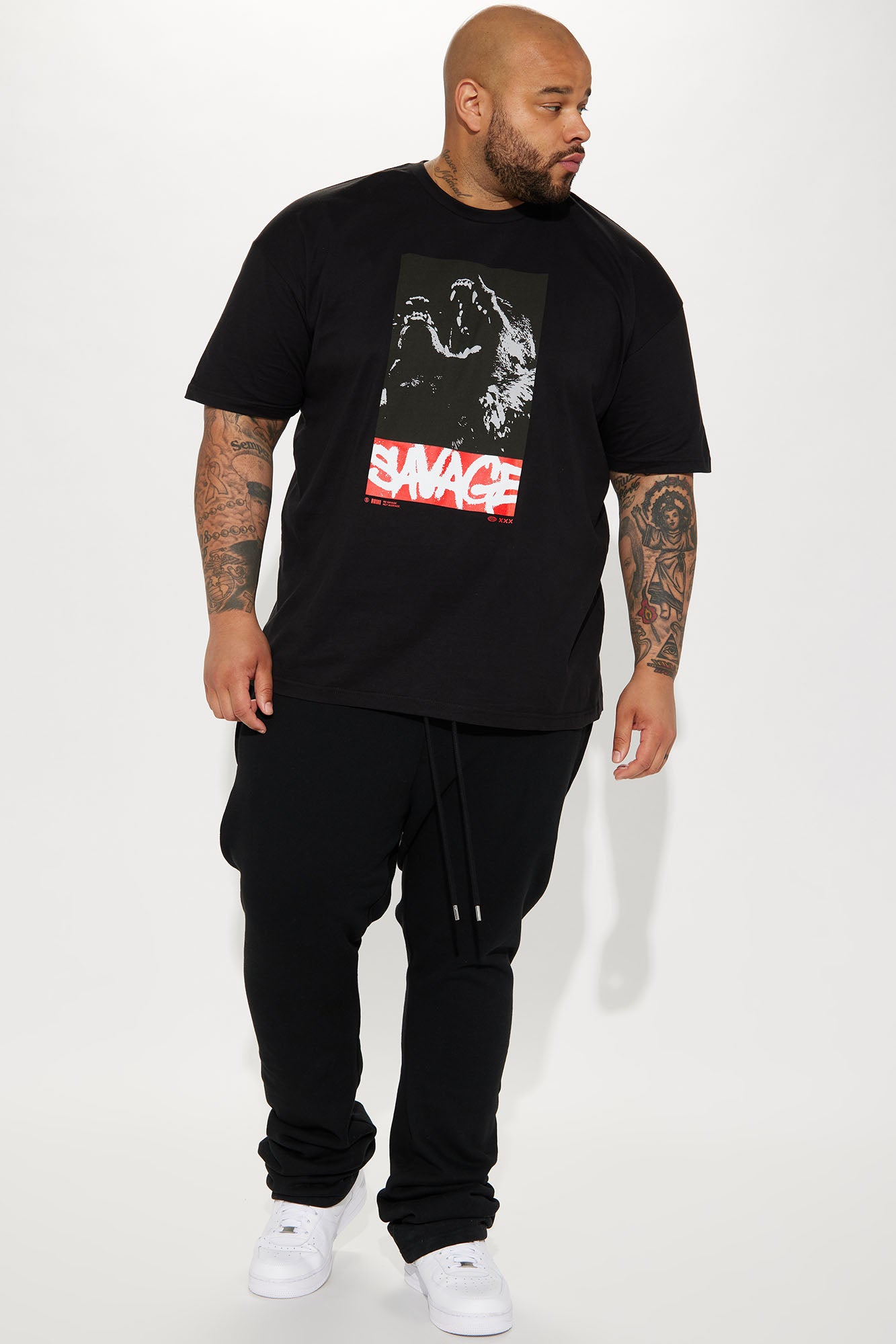 Tyson Skinny Stacked Flare Sweatpant - Black - Image 9
