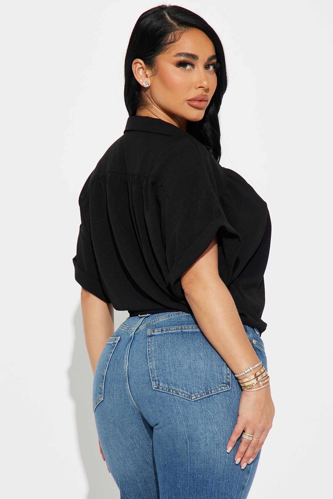 Breezy Day Blouse Top - Black - Image 3
