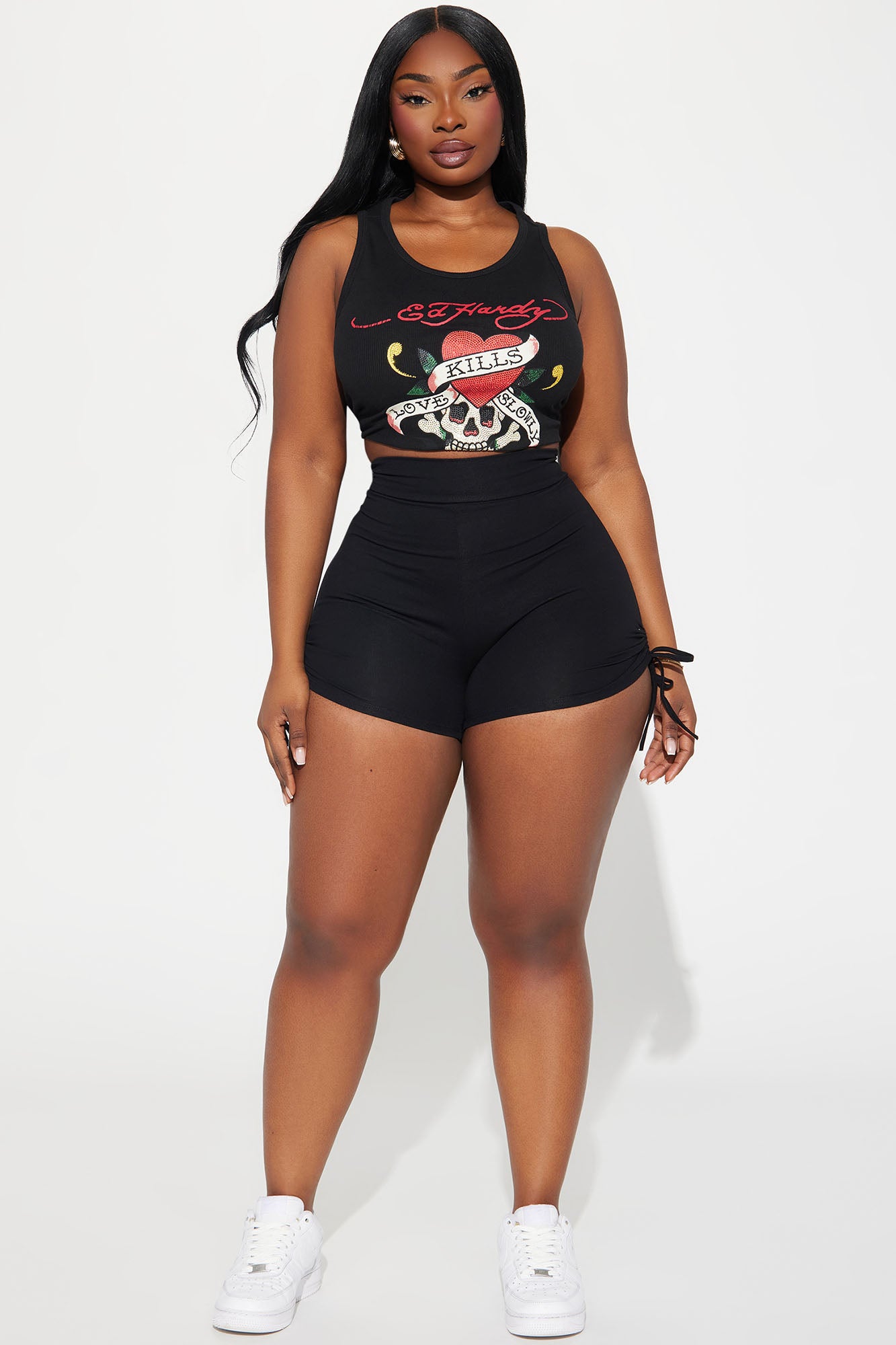 Melanie Ruched Biker Shorts - Black - Image 7