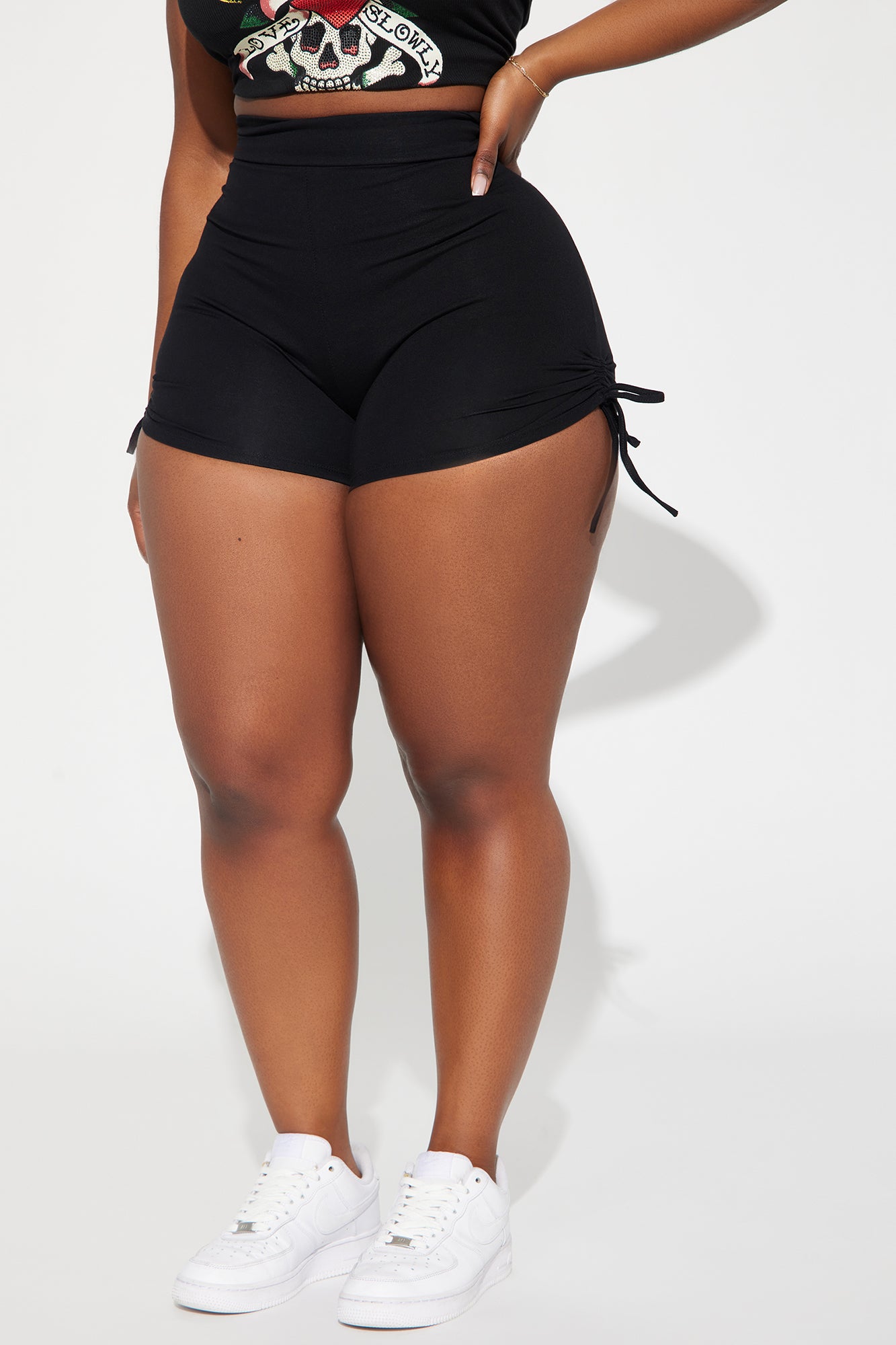 Melanie Ruched Biker Shorts - Black - Image 6