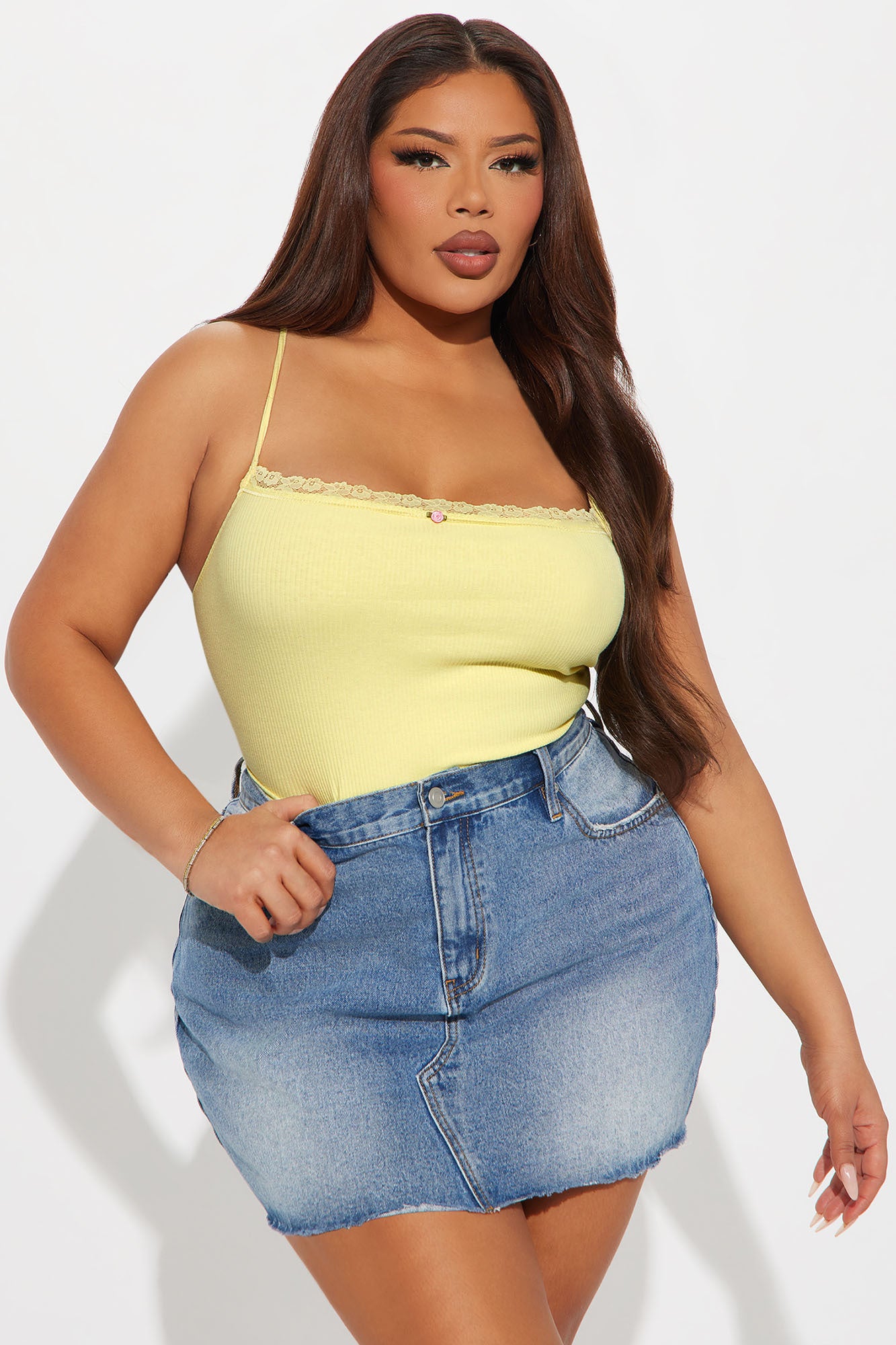 Celeste Lace Trim Cami - Butter Yellow - Image 4