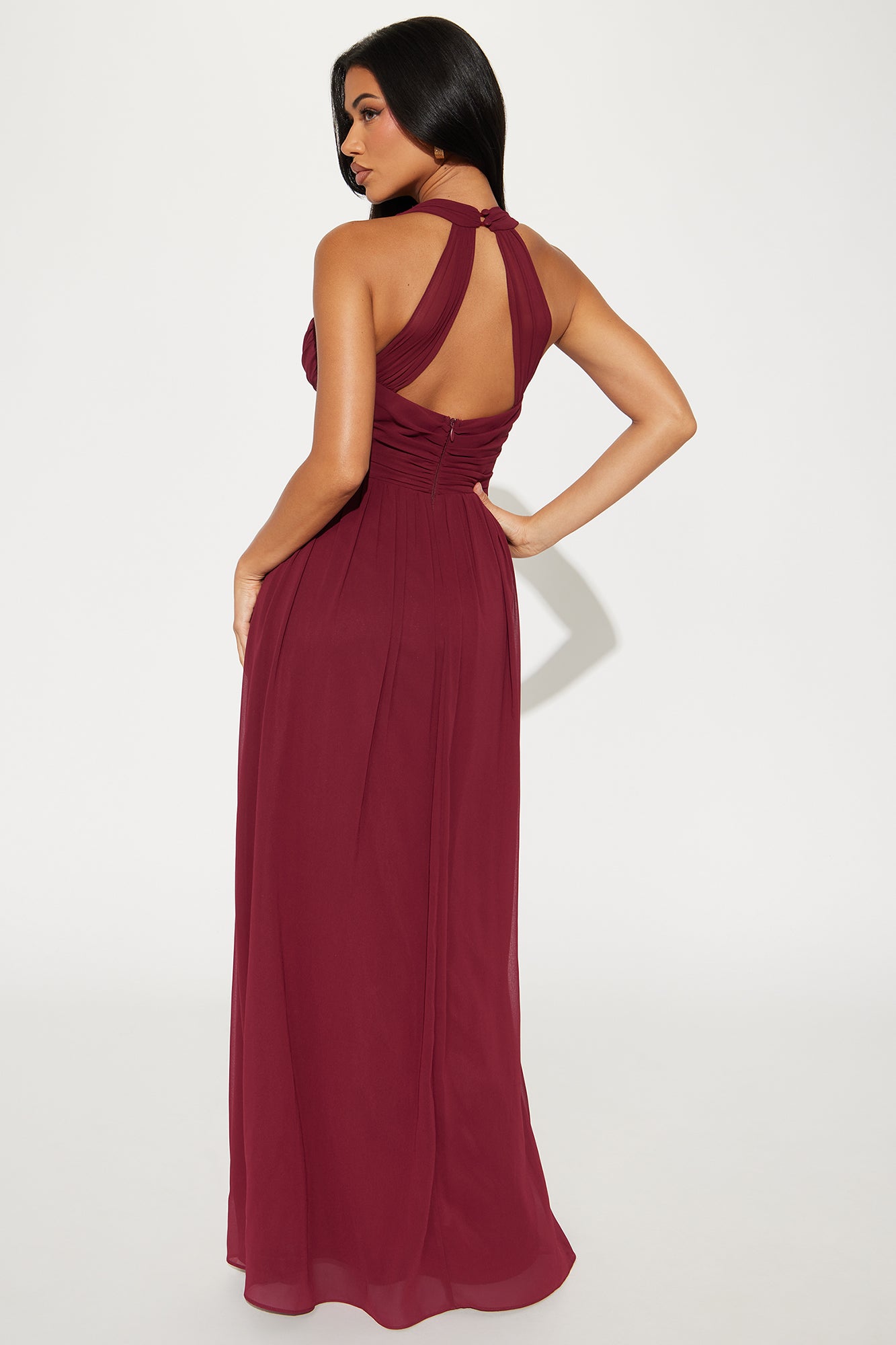 Hannah Chiffon Maxi Dress - Wine - Image 3