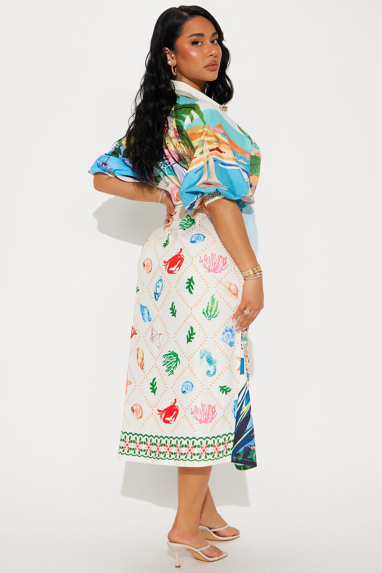 European Dream Shirt Midi Dress - Multi Color - Image 3