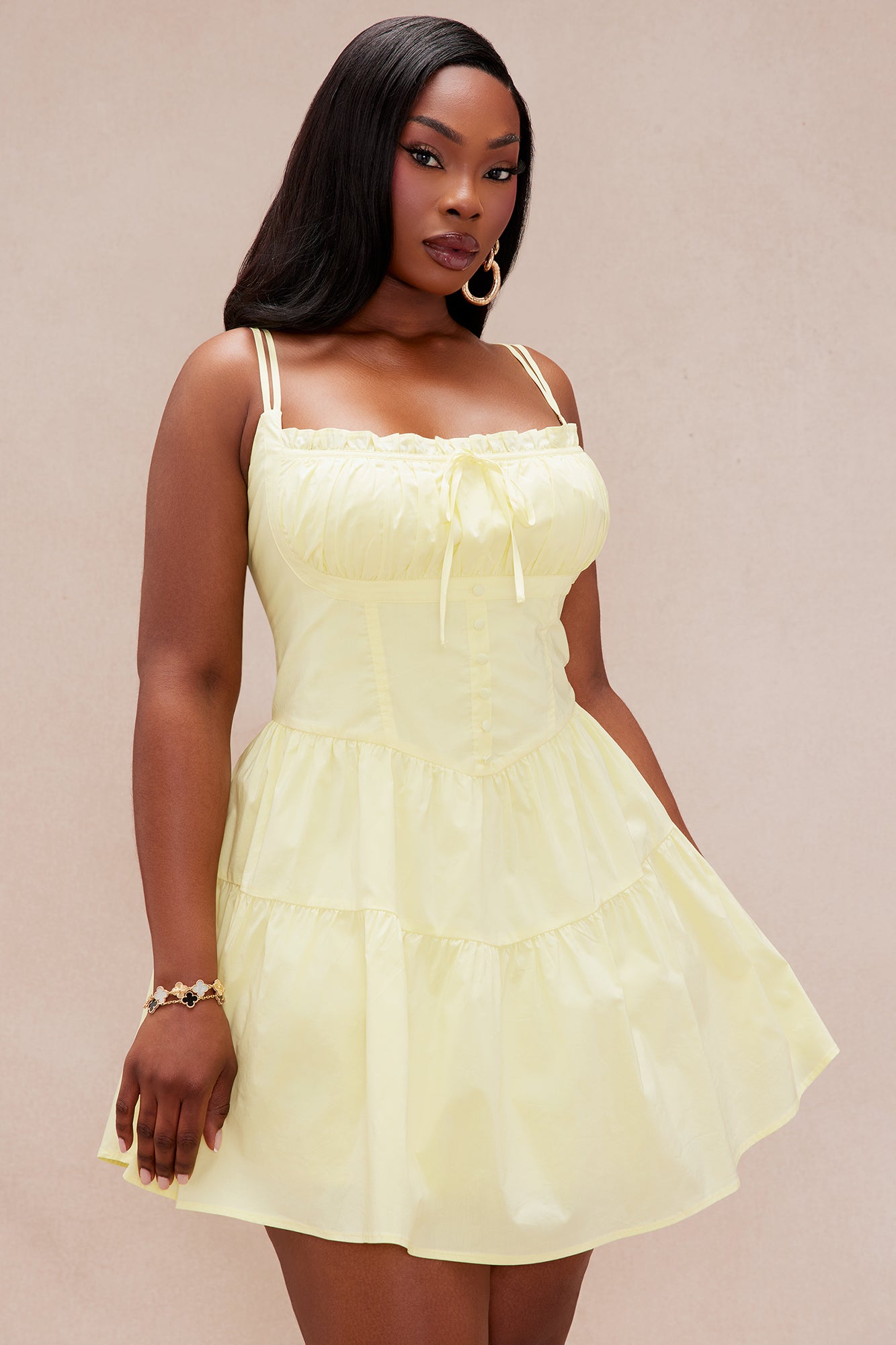 Jasmine Poplin A-Line Mini Dress - Yellow - Image 5