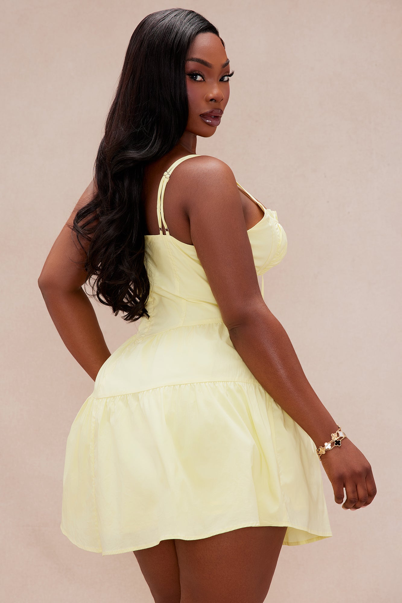 Jasmine Poplin A-Line Mini Dress - Yellow - Image 8