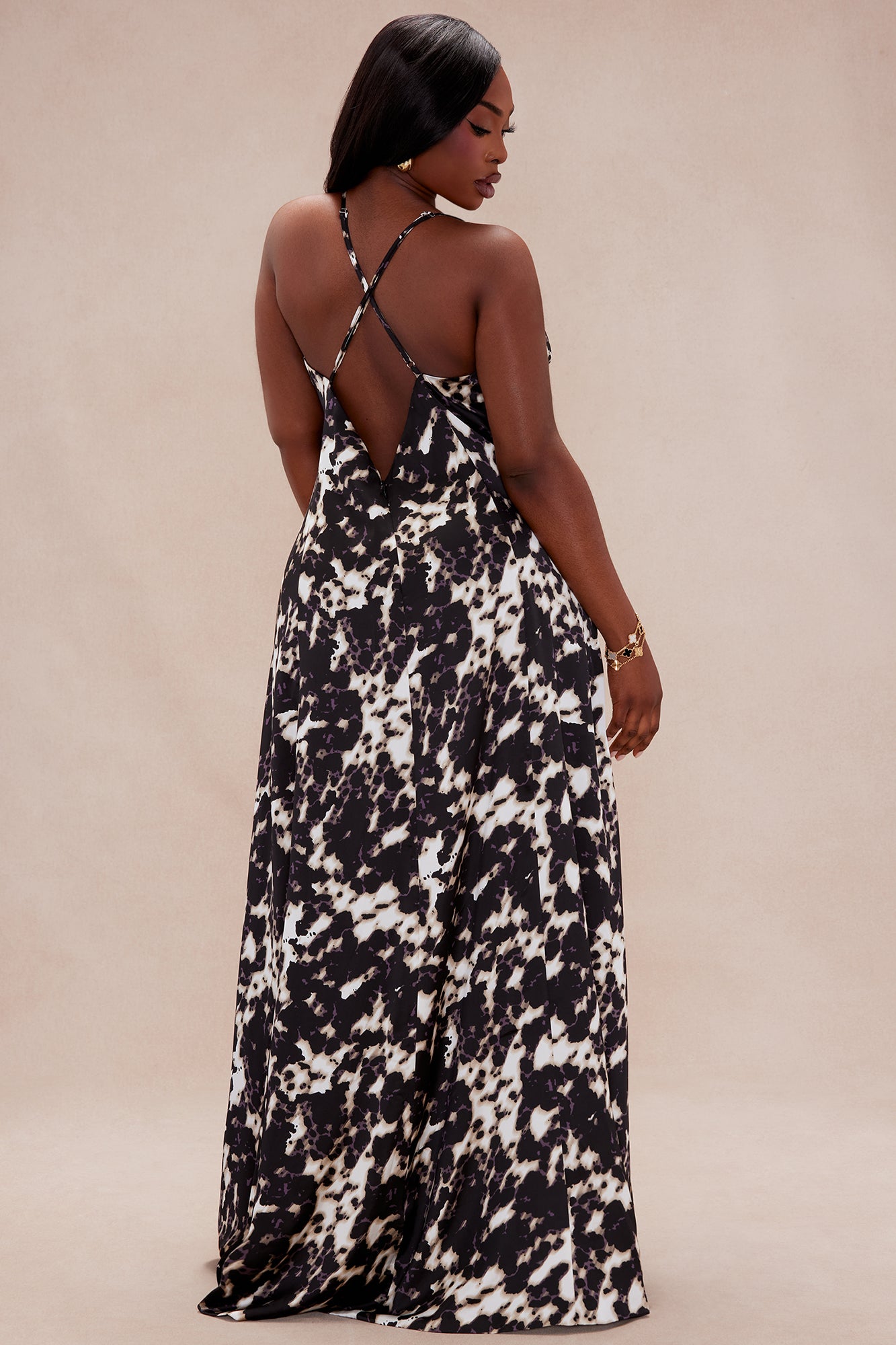 Reagan Satin Maxi Dress - Black/combo - Image 8