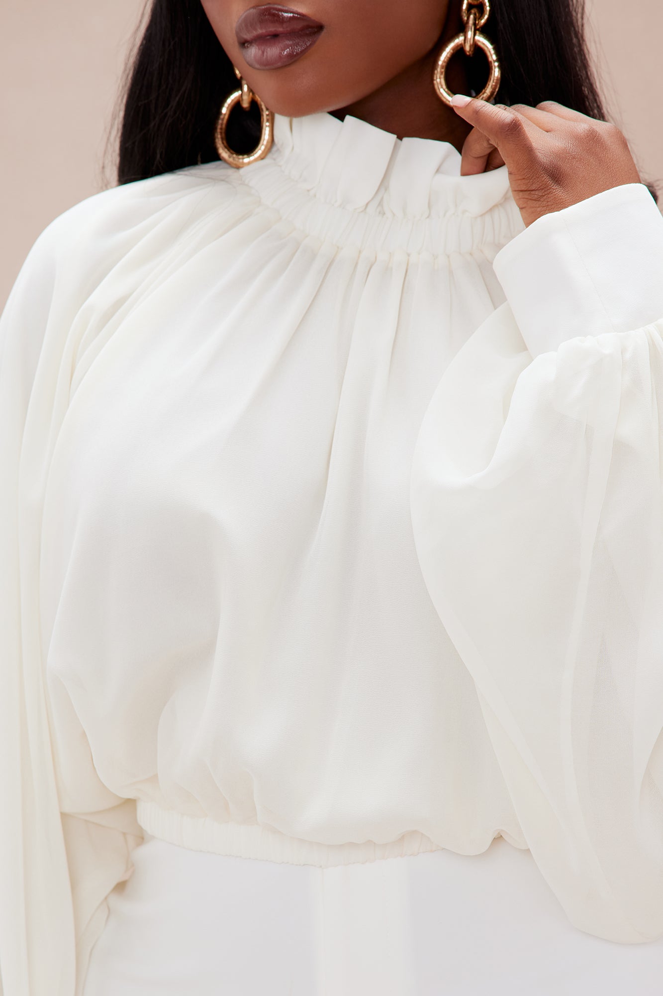 Ericka Chiffon Blouse - Cream - Image 7