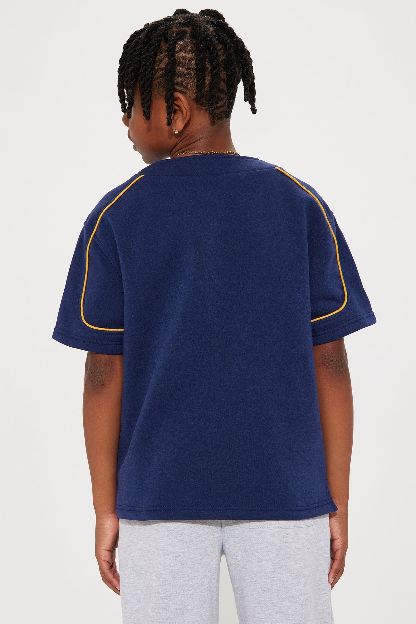 Mini Authentic Short Sleeve Henley - Navy - Image 4