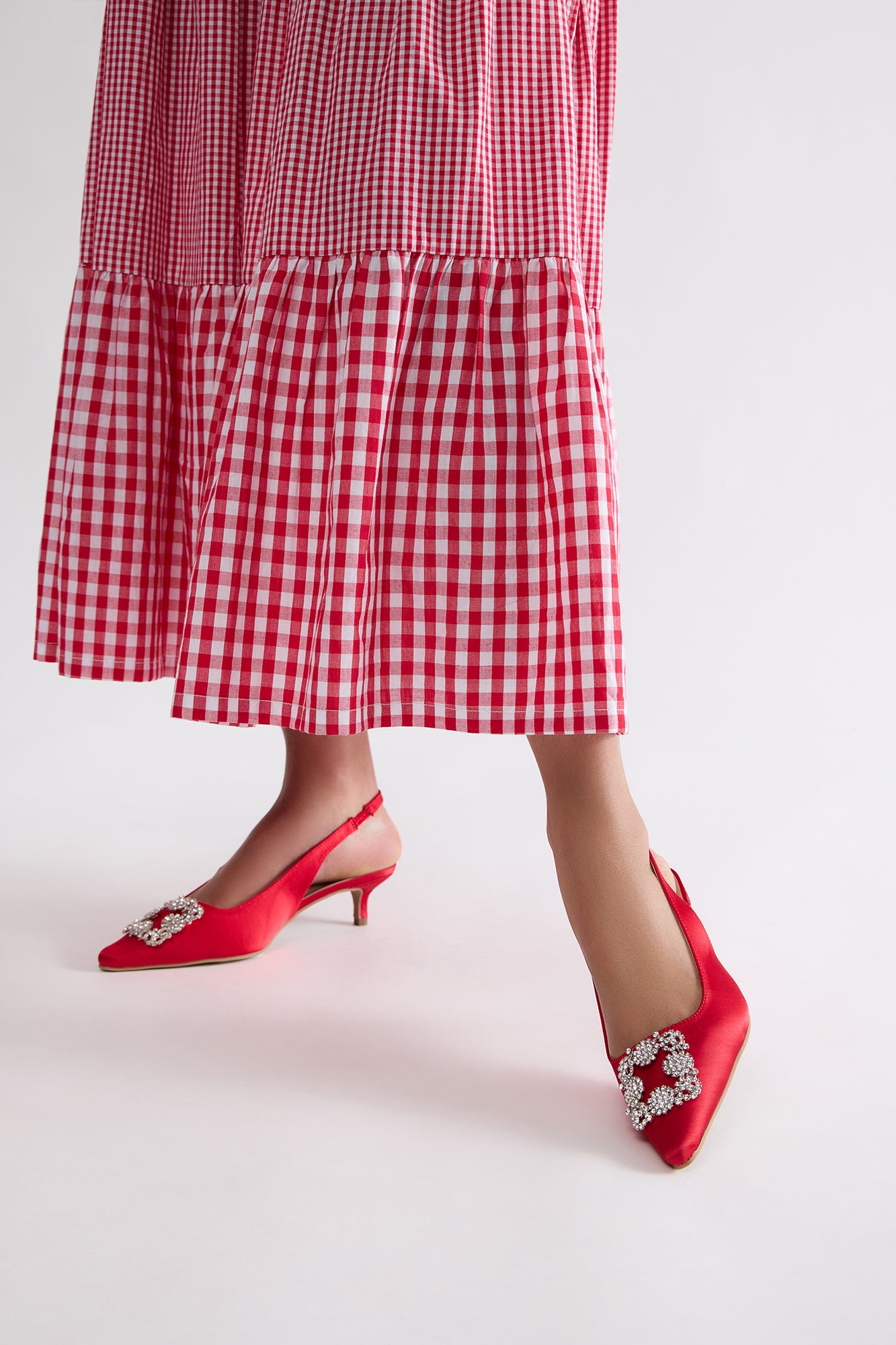Stellina Kitten Heel Pumps - Red - Image 6