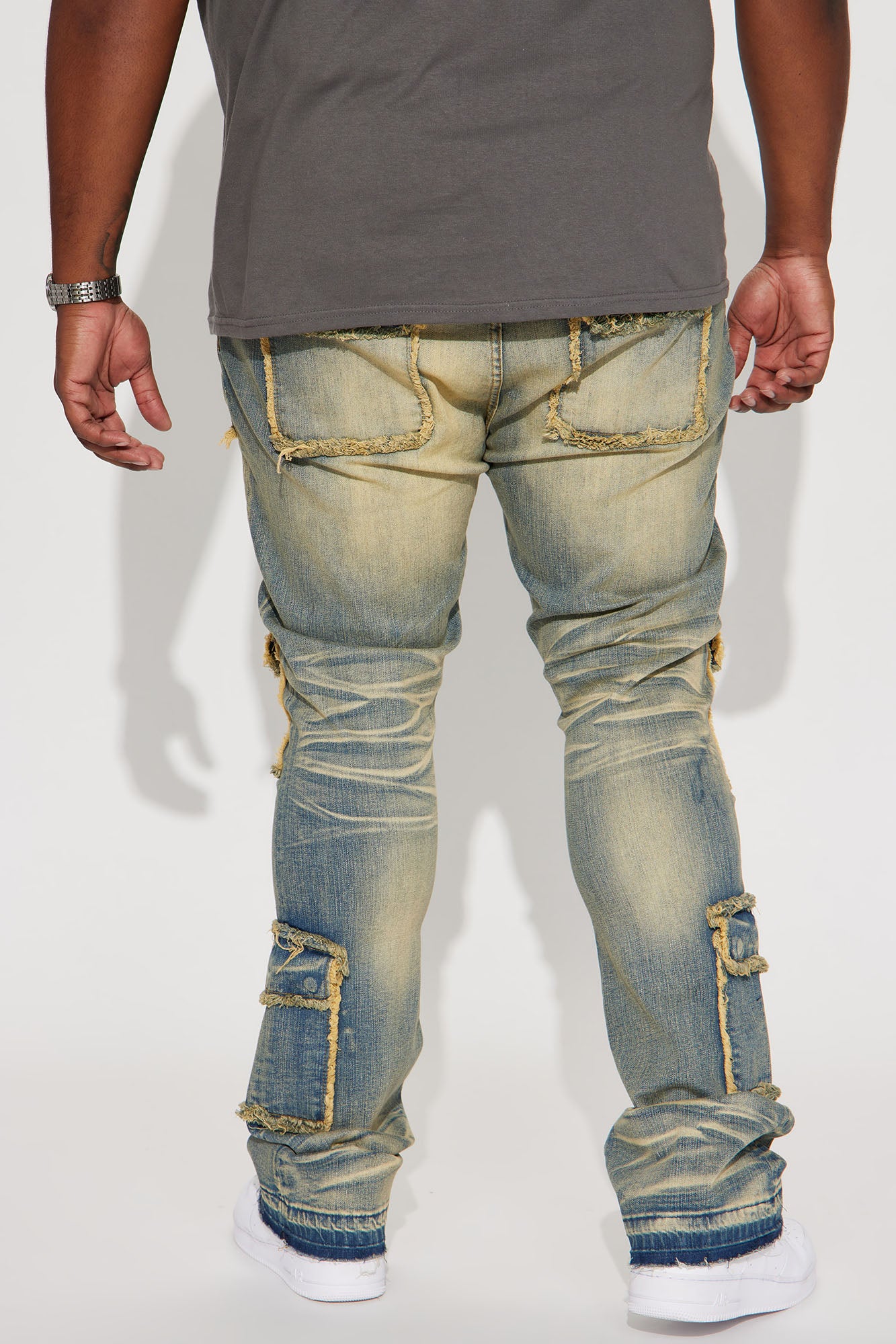 Can I Cargo Stacked Skinny Flare Jeans - Vintage Blue Wash - Image 7