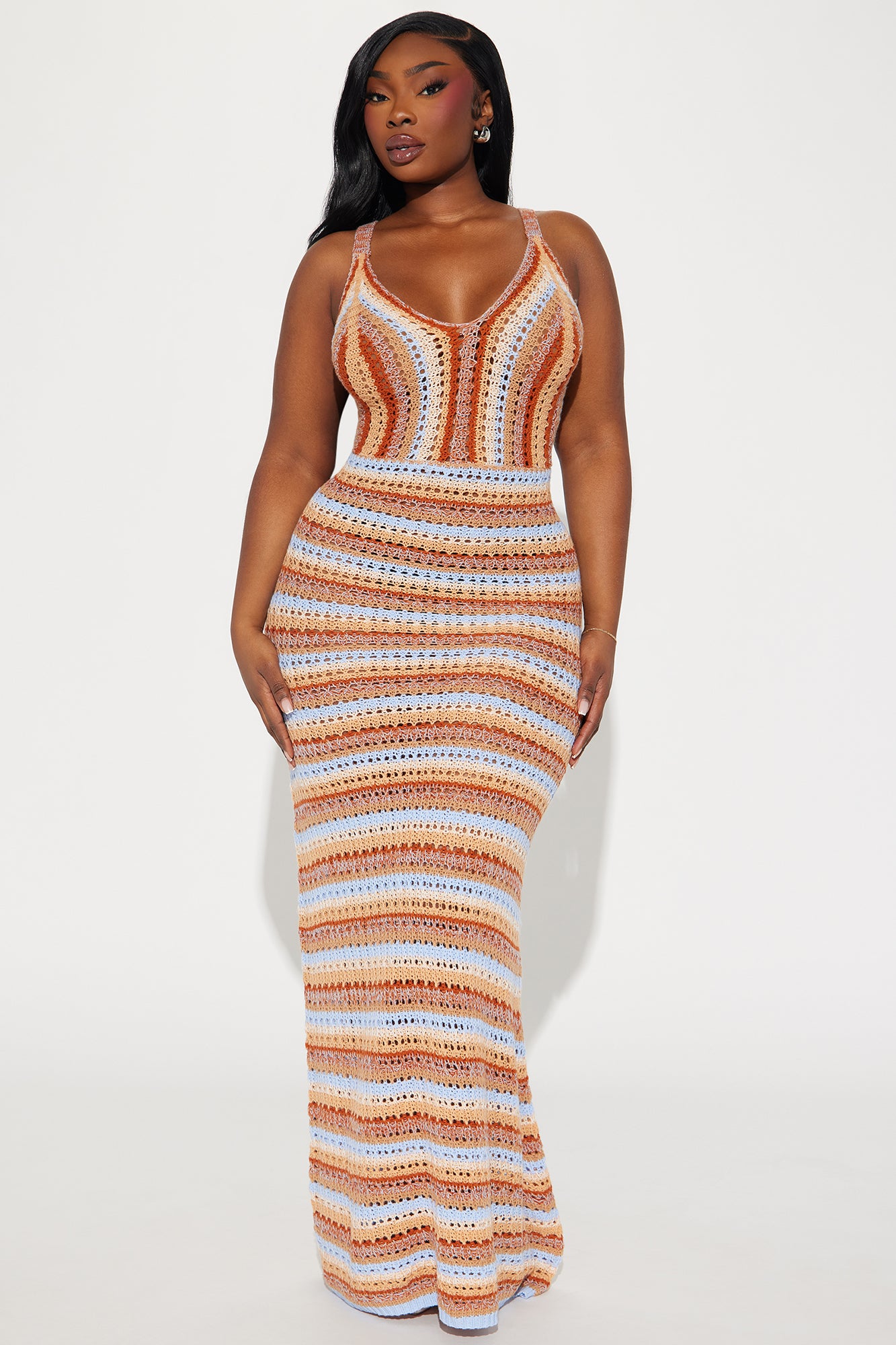 Bohemian Dream Crochet Maxi Dress - Brown/combo - Image 4
