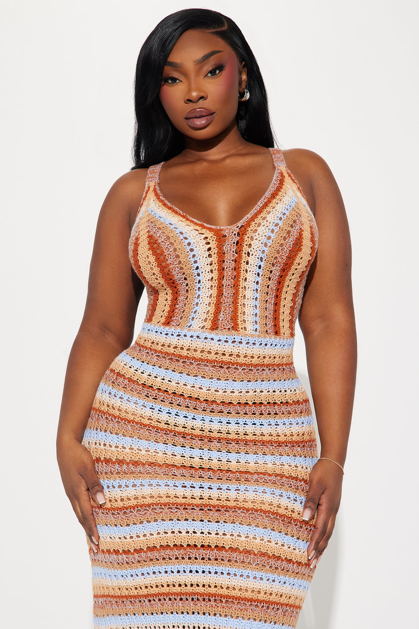 Bohemian Dream Crochet Maxi Dress - Brown/combo - Image 5