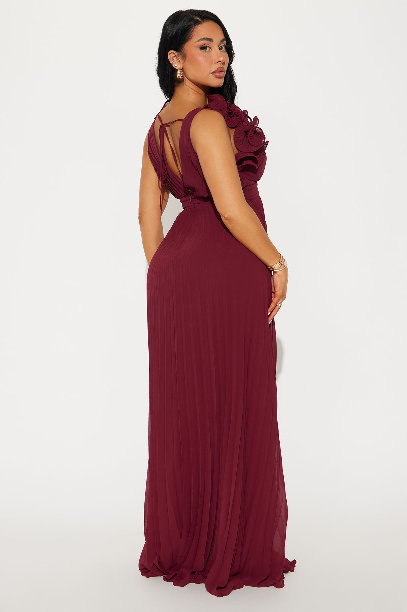Julia Chiffon Maxi Dress - Wine - Image 3