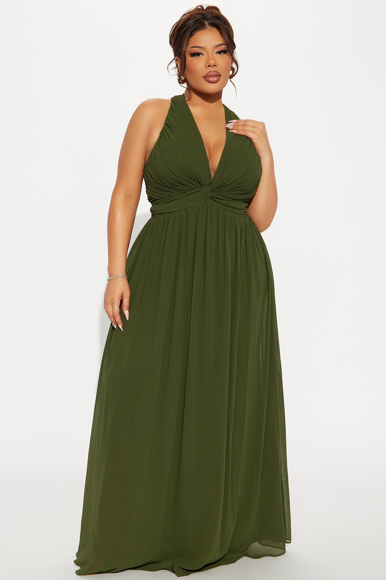Hannah Chiffon Maxi Dress - Olive - Image 4