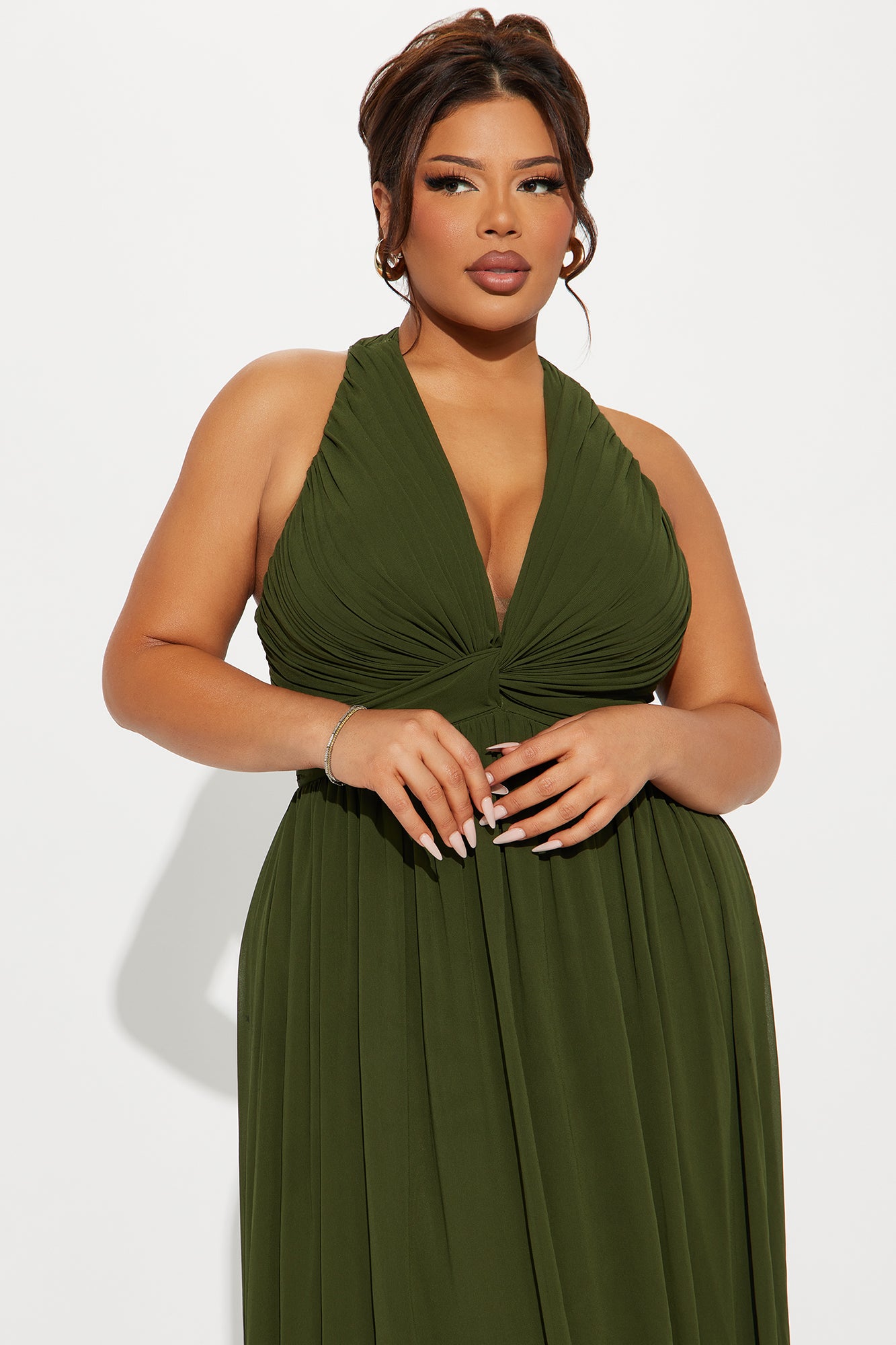 Hannah Chiffon Maxi Dress - Olive - Image 5