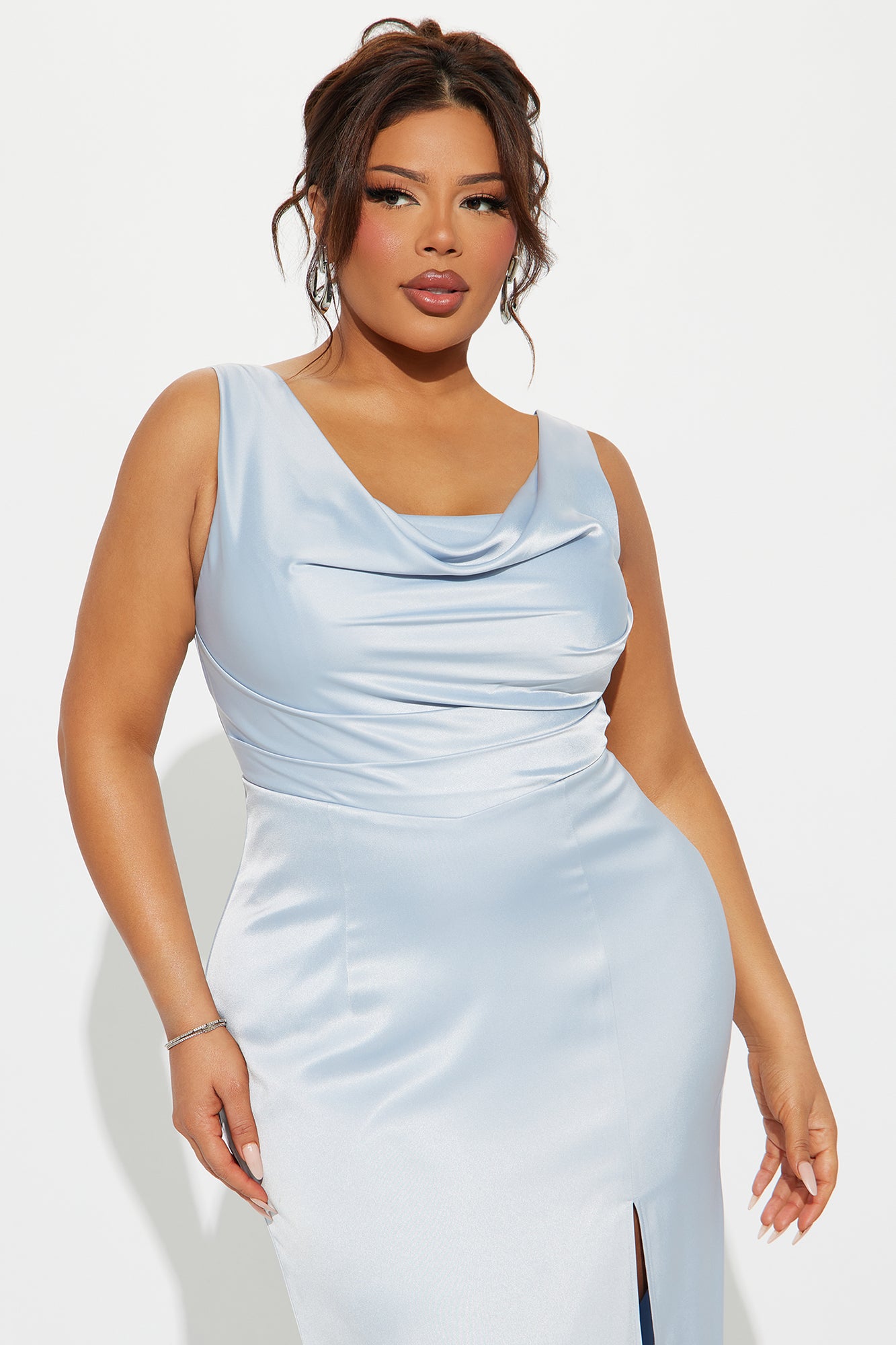 Jessica Satin Maxi Dress - Light Blue - Image 5