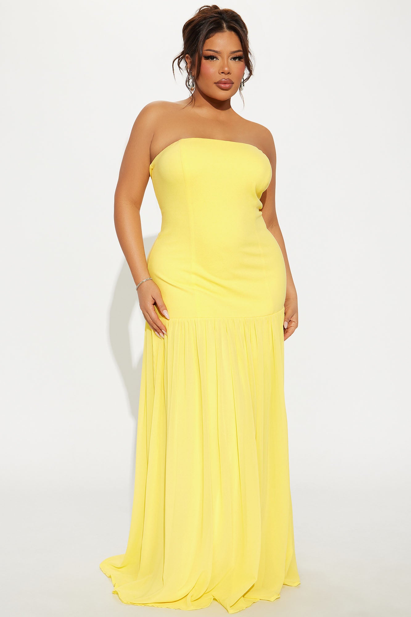 Daniella Chiffon Drop Waist Maxi Dress - Butter Yellow - Image 4
