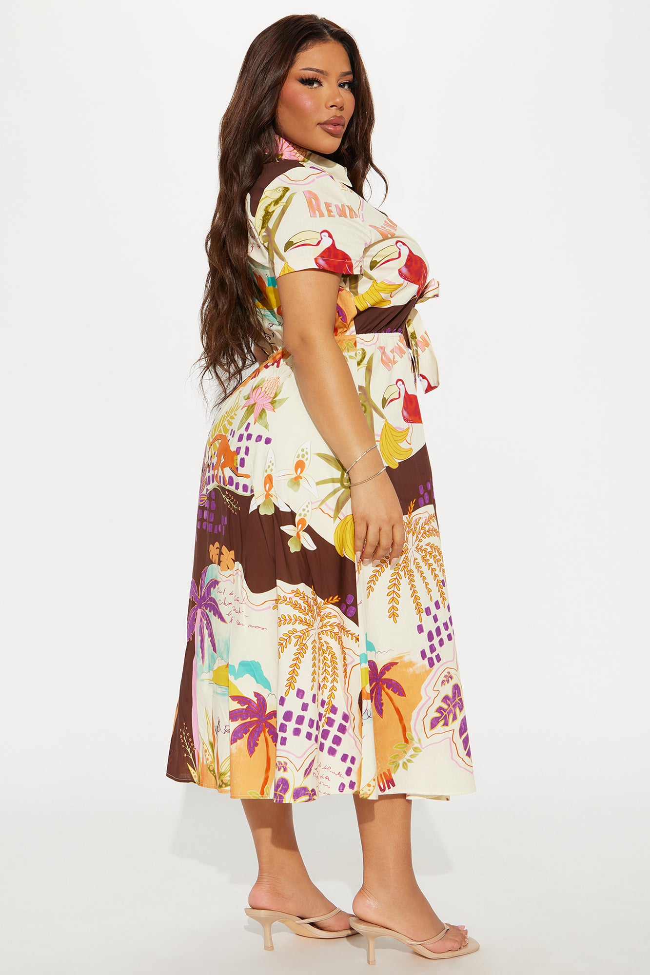 Vacation Mode Collared Midi Dress - Brown/combo - Image 6