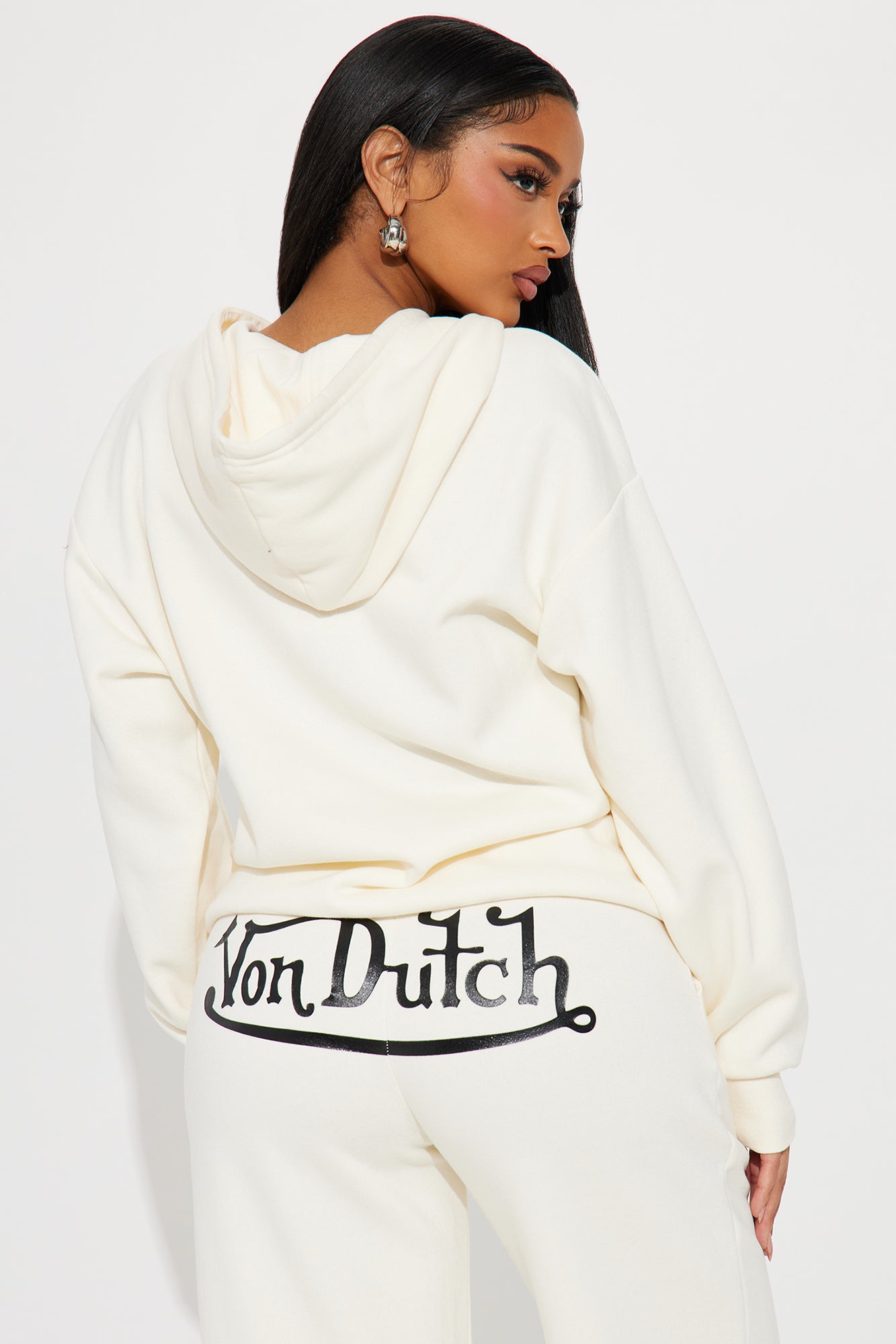 Von Dutch Classic Zip Front Hoodie - Off White - Image 4