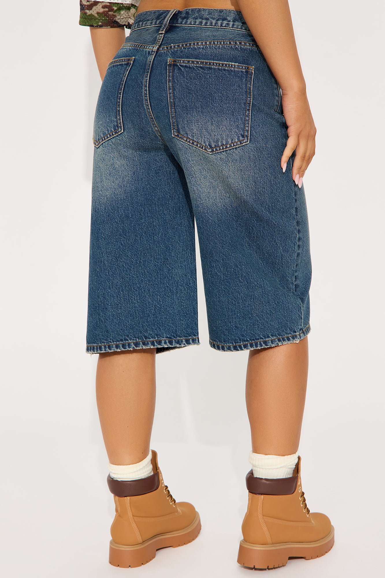 Take Whats Mine Crossover Denim Jorts - Dark Wash - Image 3