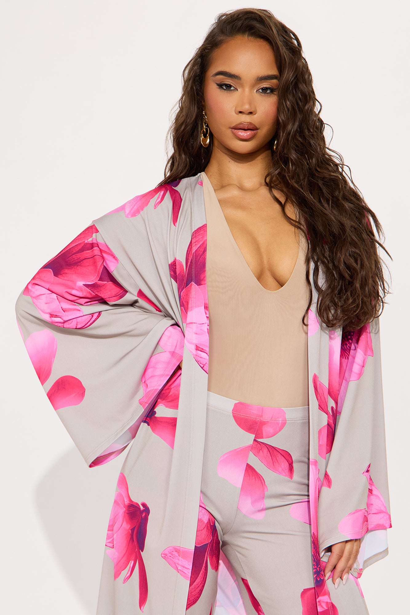 Como La Flor Kimono Pant Set - Sand/combo - Image 3