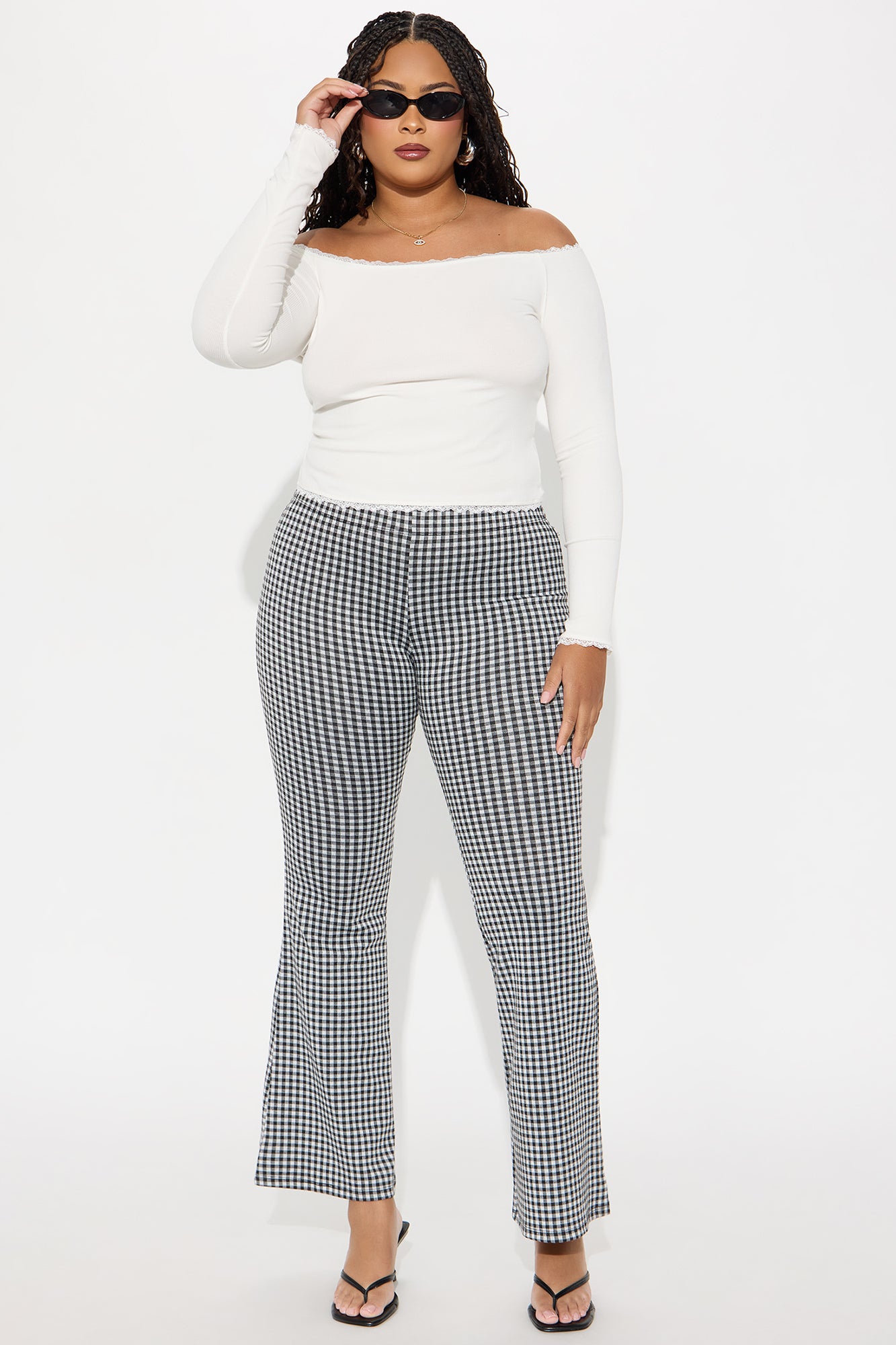 Mellie Gingham Flare Pant - Black/combo - Image 4