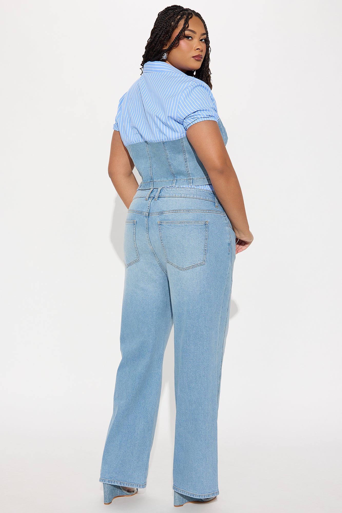 Daria Denim Boxer Pant Set - Blue Wash - Image 6
