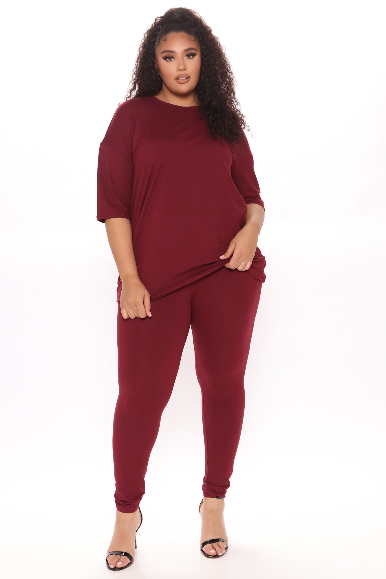 Weekend Vibes Legging Set - Wine - Image 5