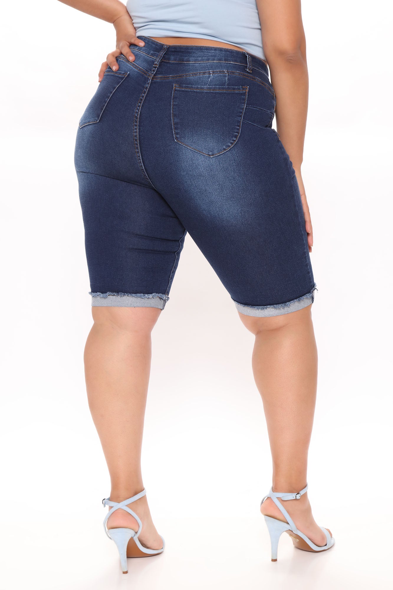 Hold Me Closer Booty Lifting Denim Bermudas - Dark Wash - Image 8