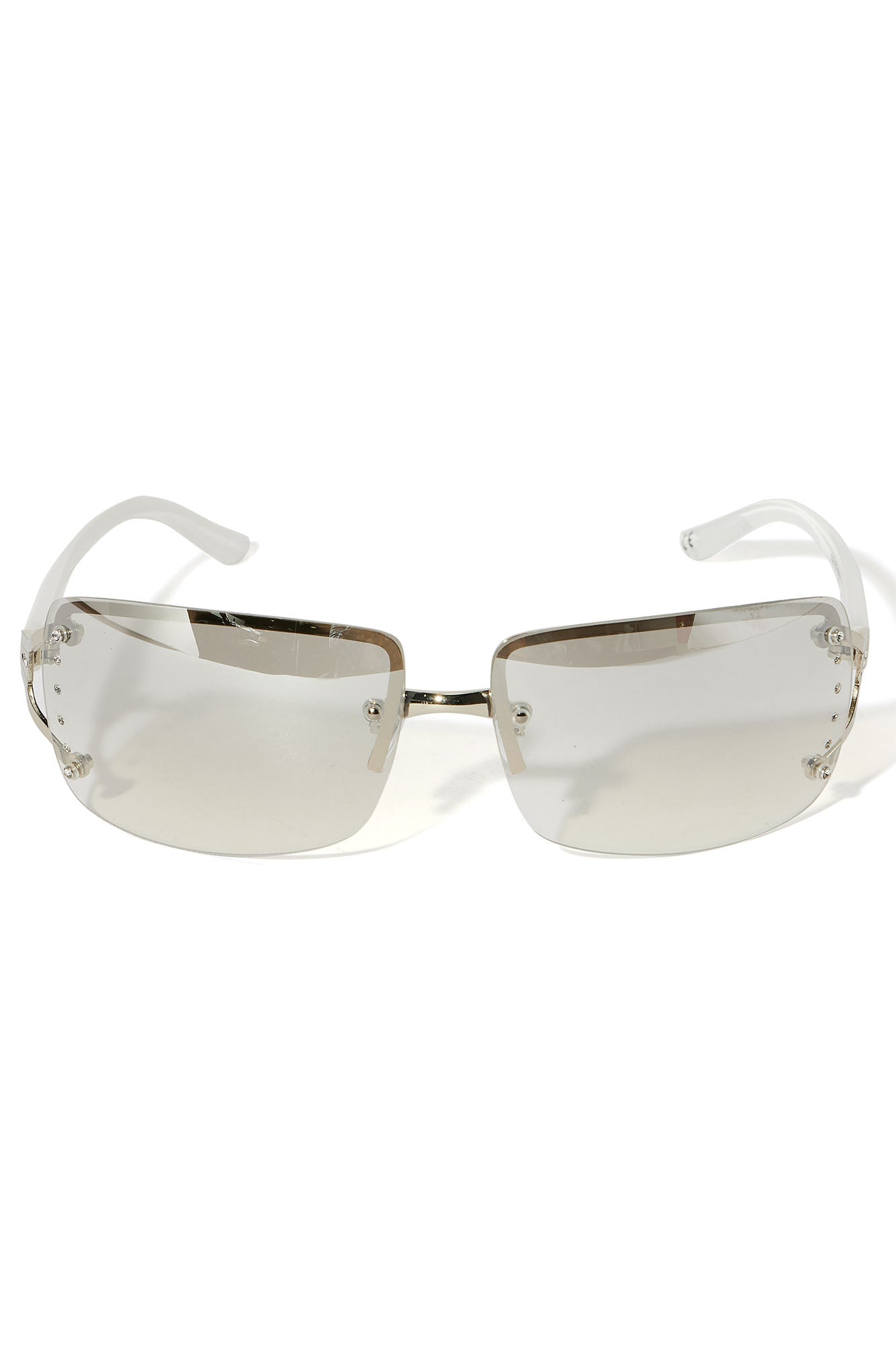 Y2K Rhinestone Sunglasses - White/Silver - Image 4