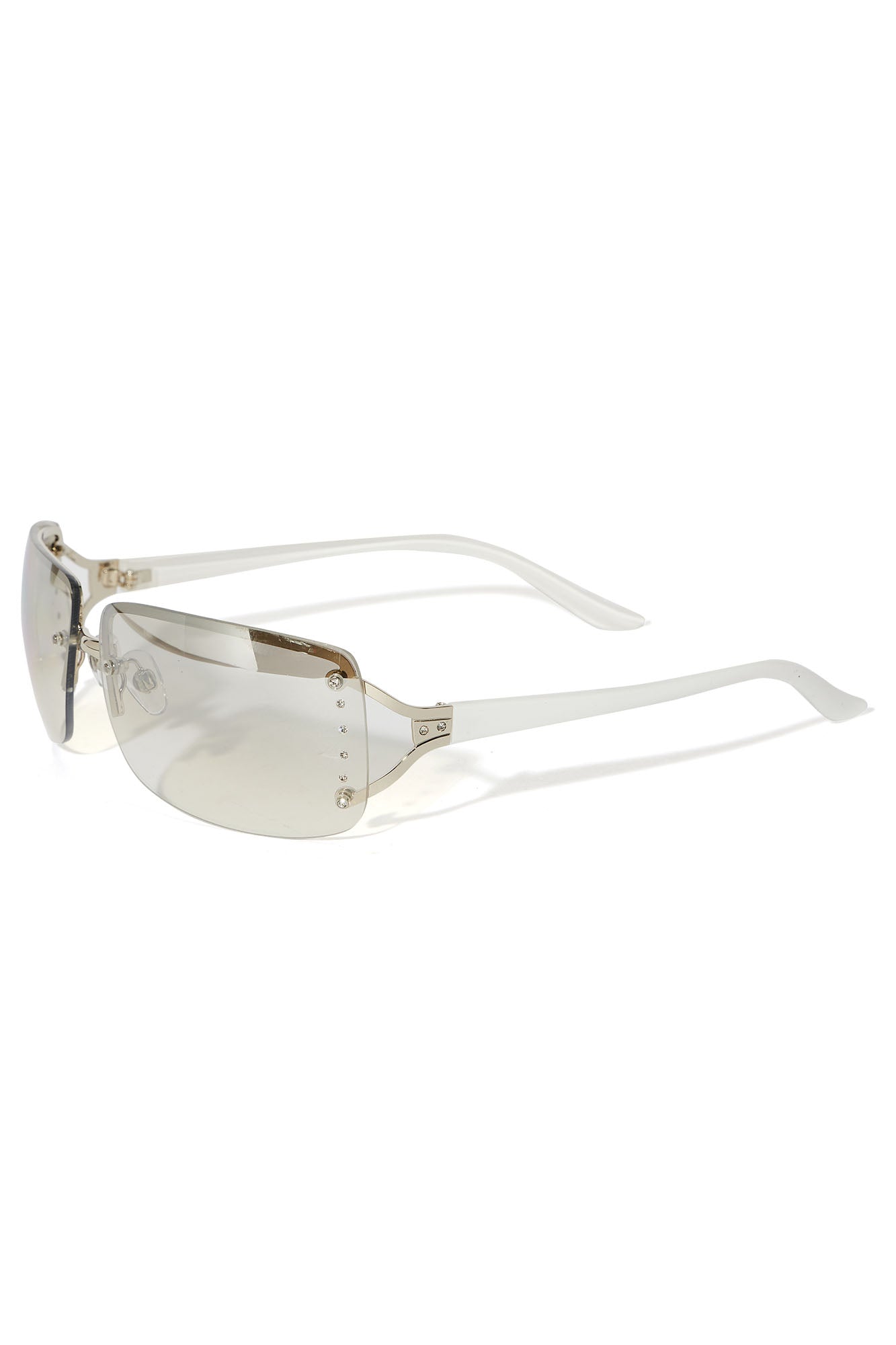 Y2K Rhinestone Sunglasses - White/Silver - Image 5