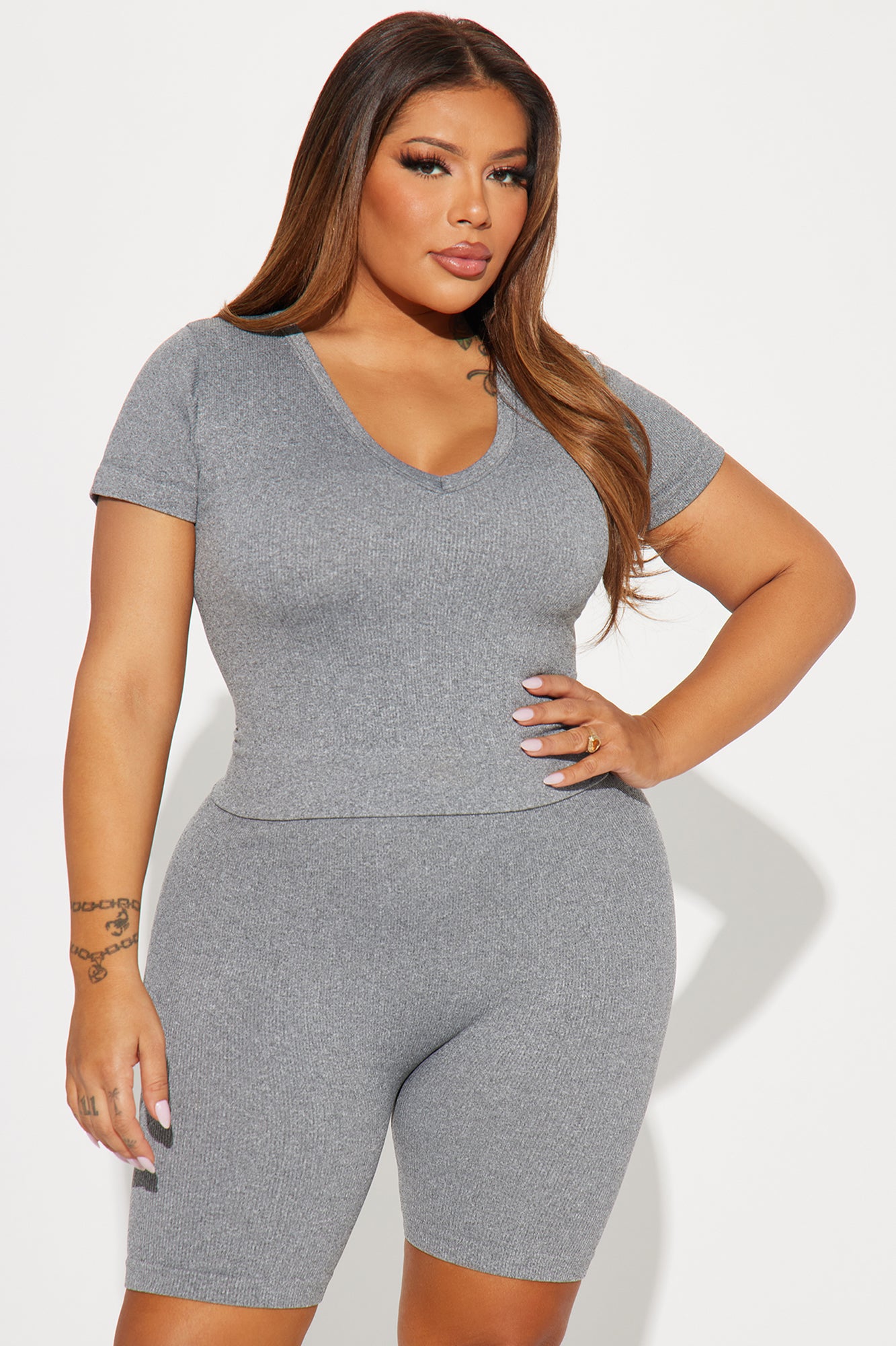 Alisa Seamless Short Set - Grey - Image 5