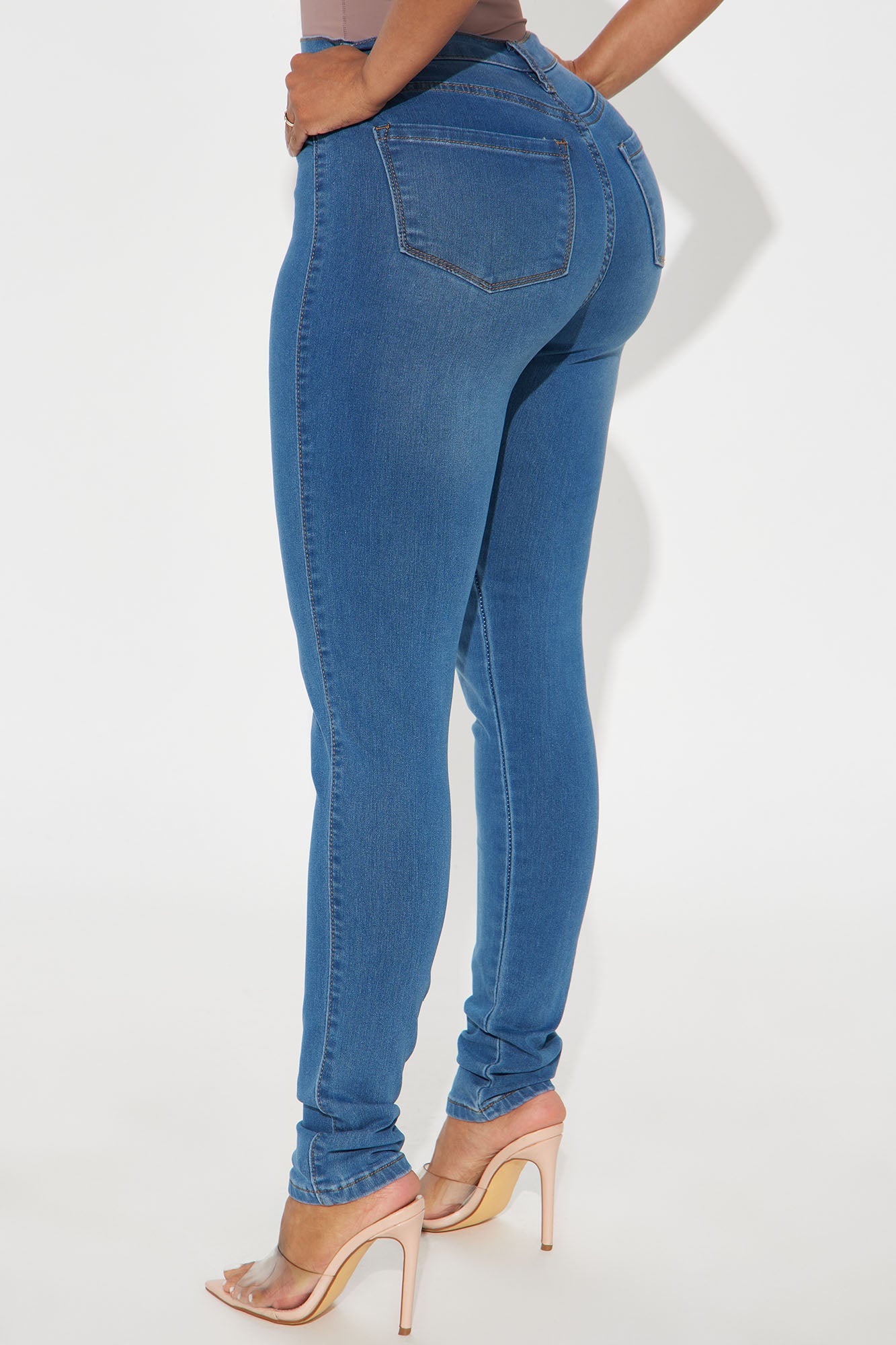 Claire Classic High Rise Skinny Jeans - Medium Blue Wash - Image 3