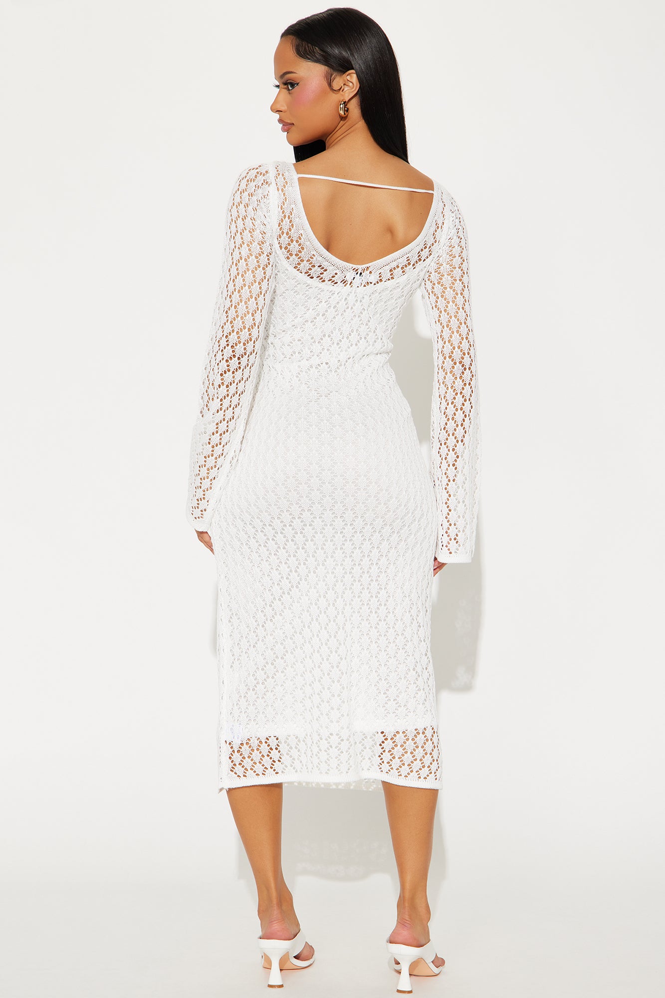 Joanna Crochet Midi Dress - White - Image 3