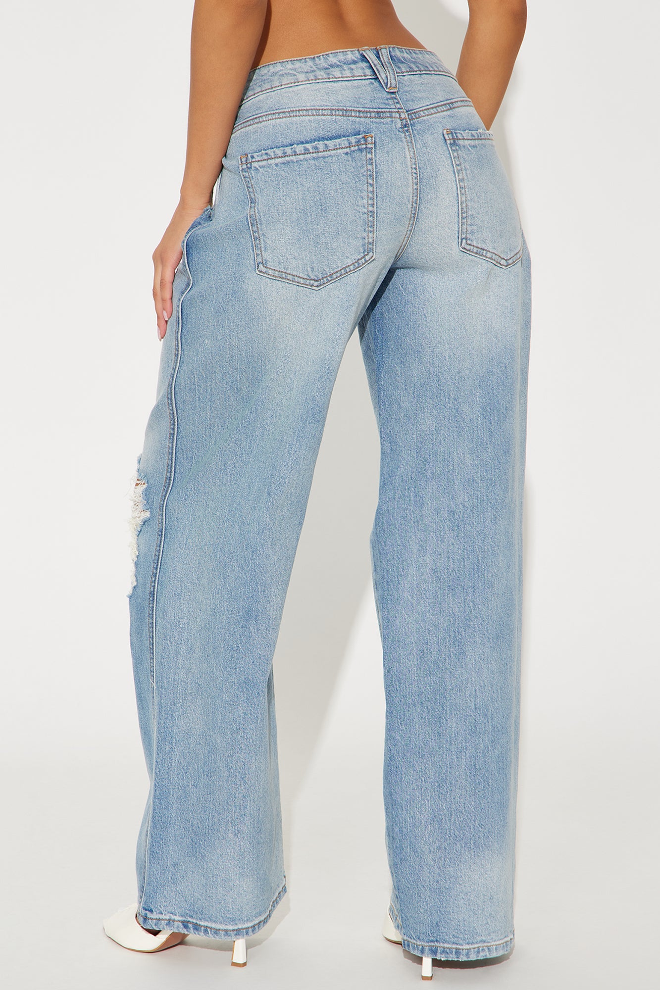 Always So Pressed Stretch Ripped Baggy Jeans - Medium Wash - Image 3