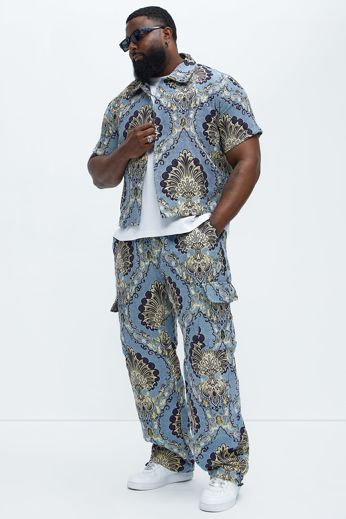 Highland Tapestry Baggy Cargo Pants - Blue/combo - Image 9